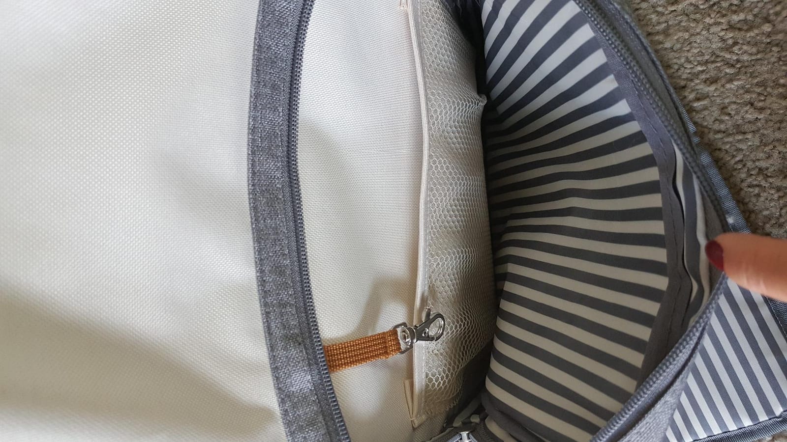 Parker Baby Co. 8-Year Original Birch Diaper Backpack - Cream | Parker Baby Co. roomy hands-free bag with insulated bottle pockets, stroller straps, and baby travel storage customer photo 2