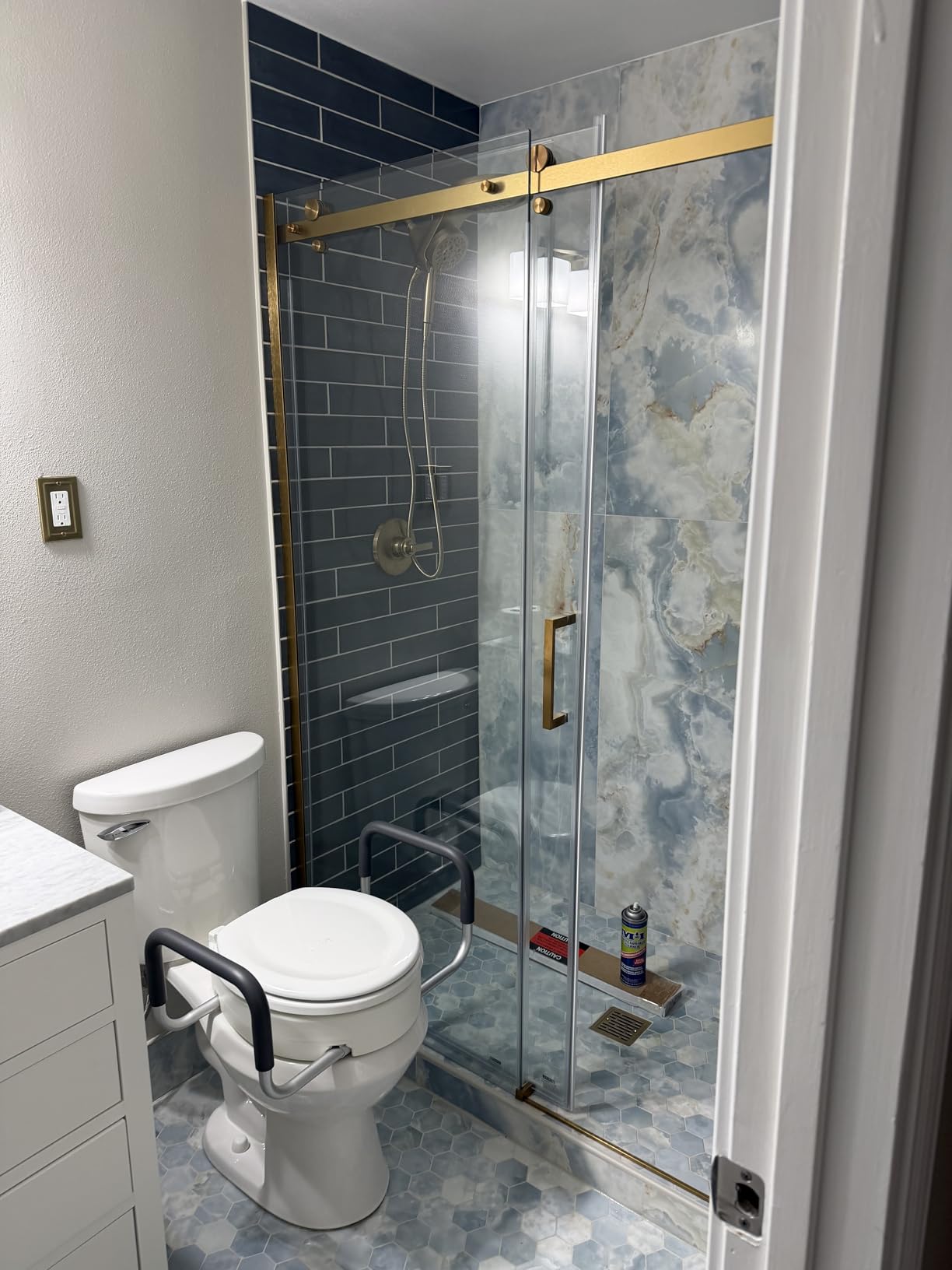 Vive Raised Toilet Seat Riser for Seniors (with Handles) - Handicap Rail | Grab Bar Seat for Over Toilet - Elevated Safety for Elderly, Disabled, Medical - Elongated customer photo 2