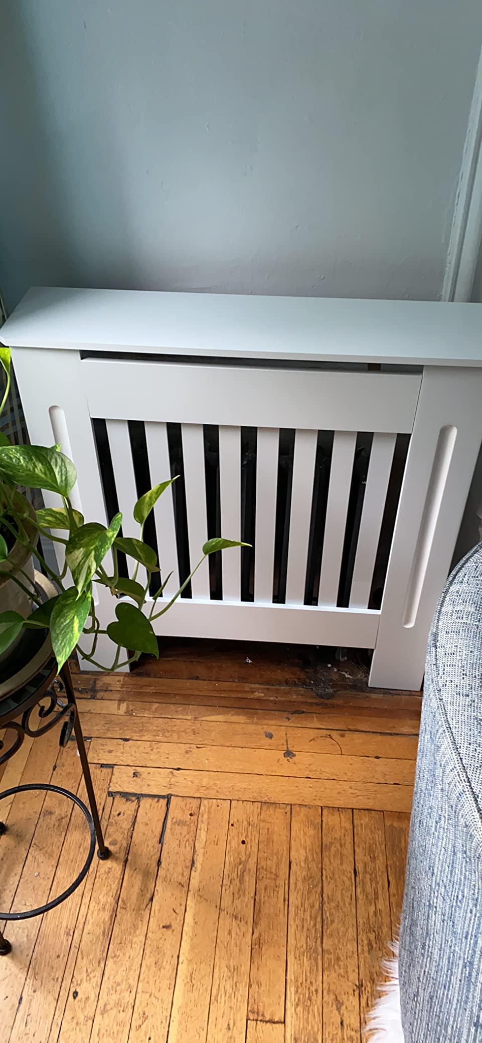 Chelsea White Radiator Cover, Small, Protection, with Shelf, Mesh Pattern, Modern by Vida Designs customer photo 1
