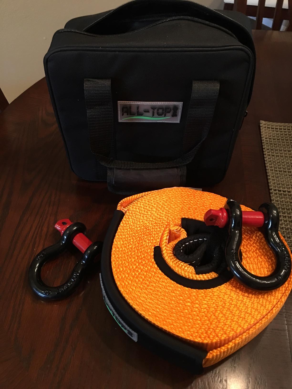 ALL-TOP Heavy Duty Tow Strap Recovery Strap Kit : 3 inch x 30 ft (35,000 lbs) 100% Nylon and 22% Elongation Snatch Strap + 3/4 D Ring Shackles (2pcs) + Storage Bag customer photo 2
