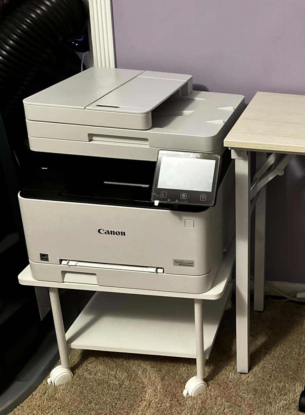 VASAGLE 2-Tier Printer Stand with Locking Wheels, Under Desk Printer Table | Industrial Mobile Cart, 18.9 x 15.7 x 13.4 Inches, Storage Shelf, for Home Office, Ebony Black, BARNET Collection UOPS02B customer photo 1