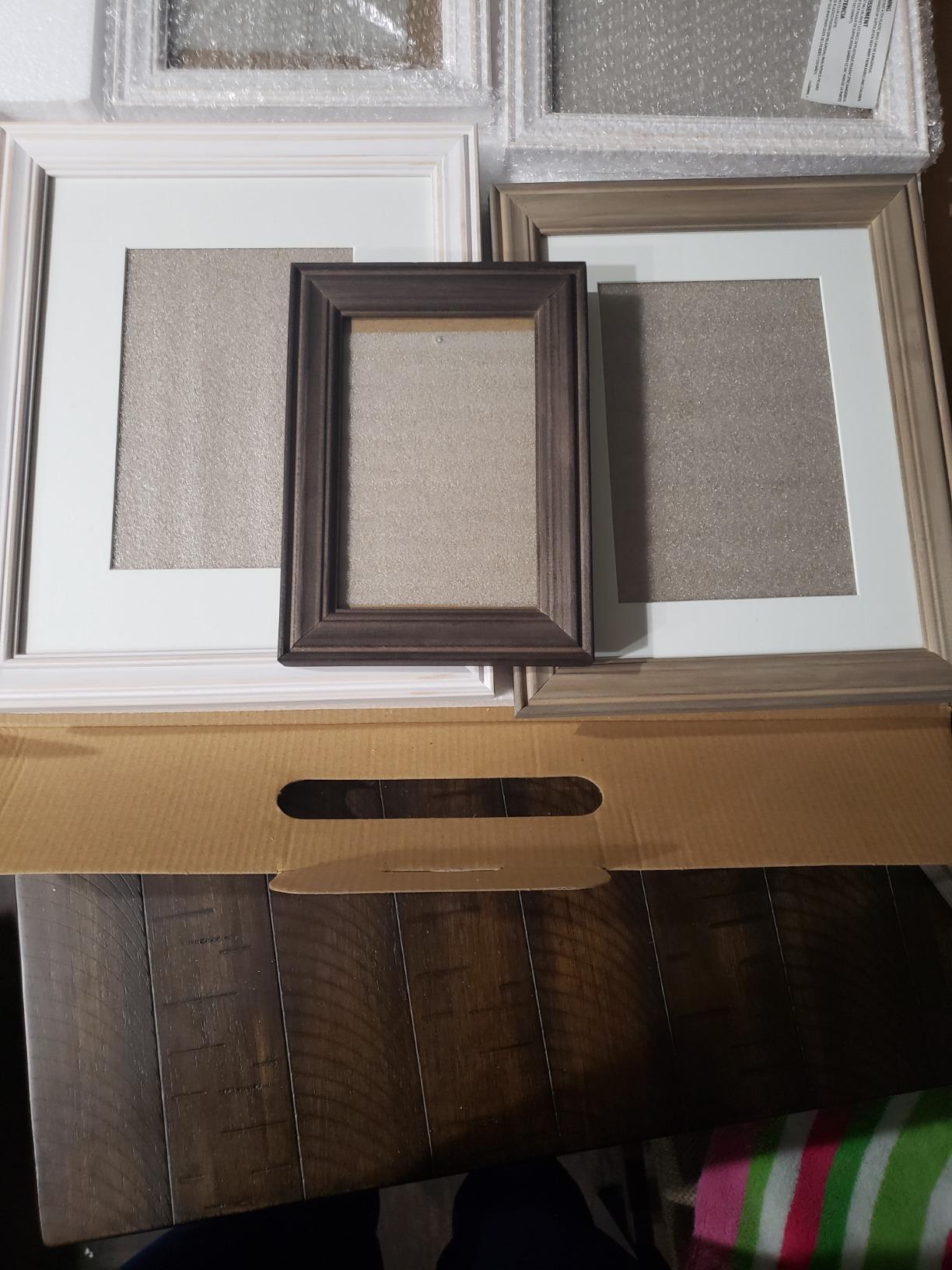 Kate and Laurel Bordeaux Gallery Wall Kit, Set of 10 with Assorted Size Frames in 3 Different Finishes - White Wash, Charcoal Gray, and Rustic Gray customer photo 1