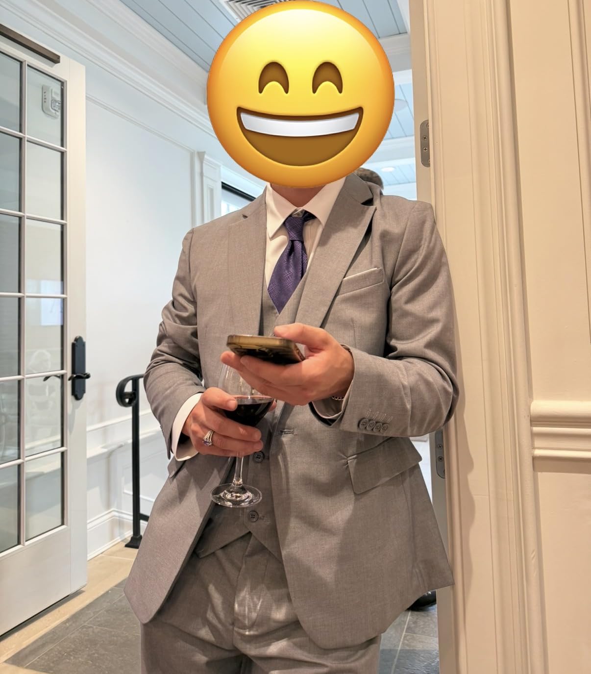 Men's Slim Fit Suit One Button 3-Piece Blazer Dress Business Wedding Party Jacket Vest & Pant customer photo 1
