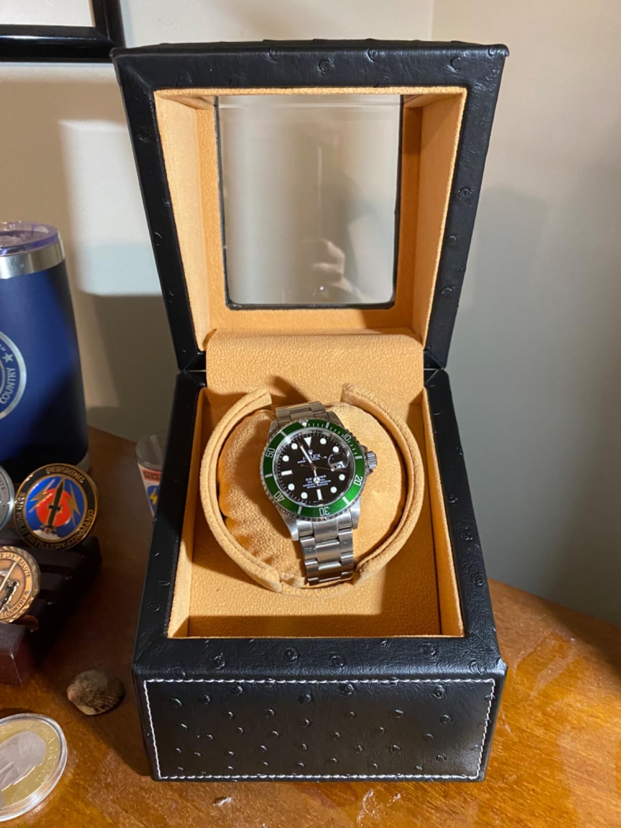 DRIKLUX Automatic Single Watch Winder, Black Ostrich Leather | For Rolex and Other Luxury Watches, Quiet Motor, Soft Flexible Watch Pillows of Camel Velvet customer photo 1