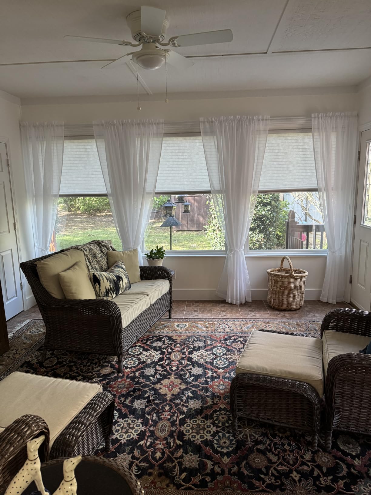 DWCN White Sheer Curtains 84 Inch Long for Living Room Rod Pocket 2 Panels | Light Filtering Voile Drapes for Bedroom/Living Room Airy Lightweight Elegant Window Treatments, 52