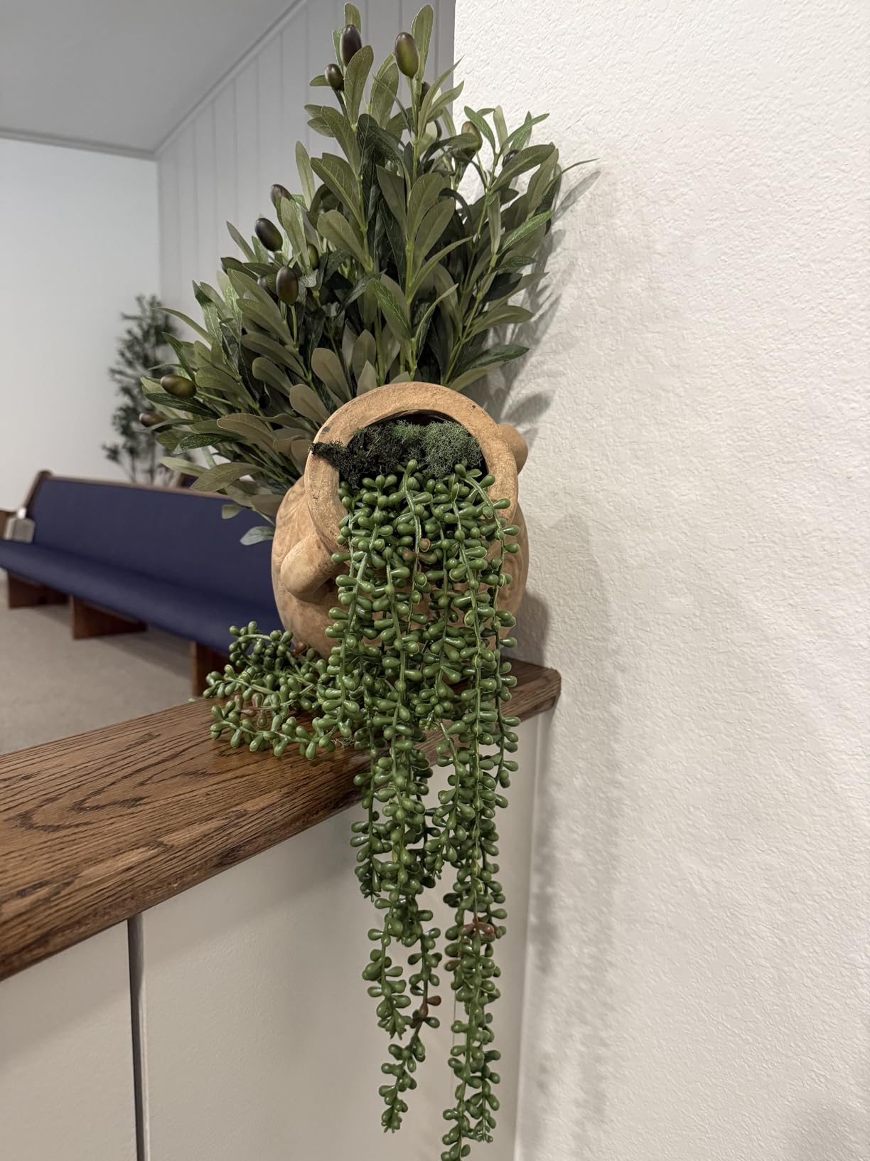 CEWOR 4pcs Fake Hanging Plants, String of Pearls Artificial Hanging Succulents Greenery customer photo 1