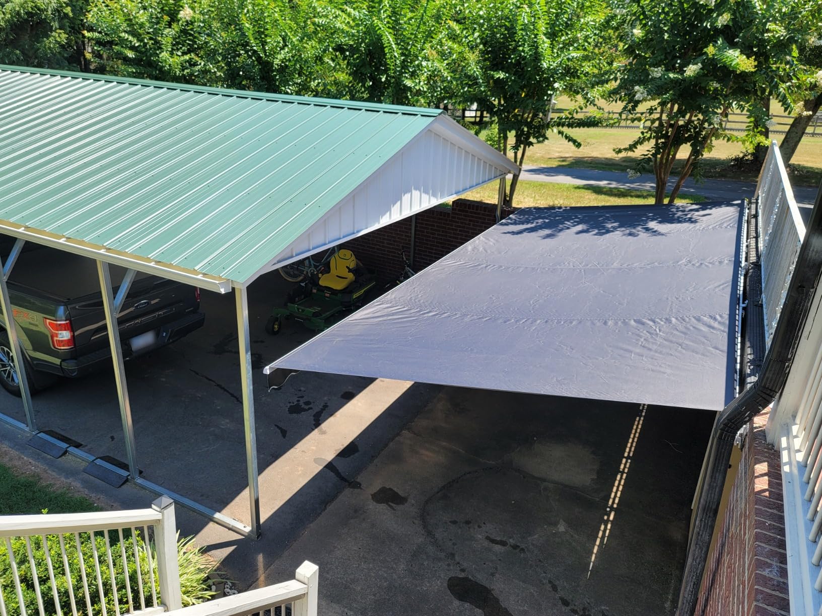 ALEKO 20x10 ft Electric Retractable Patio Awning, Remote Control Motorized & Manual Crank, Outdoor Shade Canopy with UV-Resistant Fabric - White Frame, Gray customer photo 2