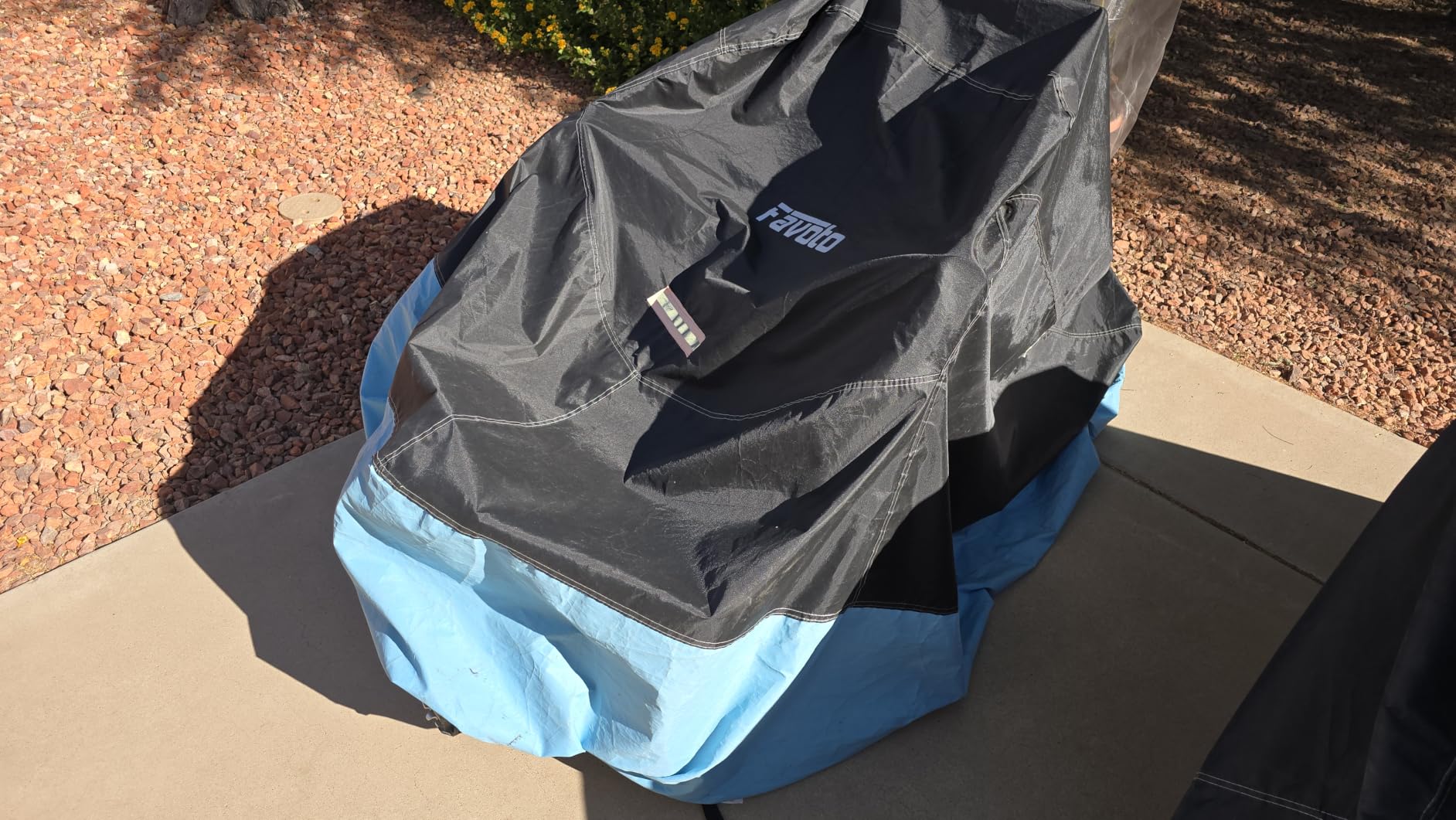 Favoto Motorcycle Cover Waterproof Outdoor Heavy Duty All Weather Rain UV Protection with Lock-Holes, Night Reflective Strips & Storage Bag, Fits up to 96.5