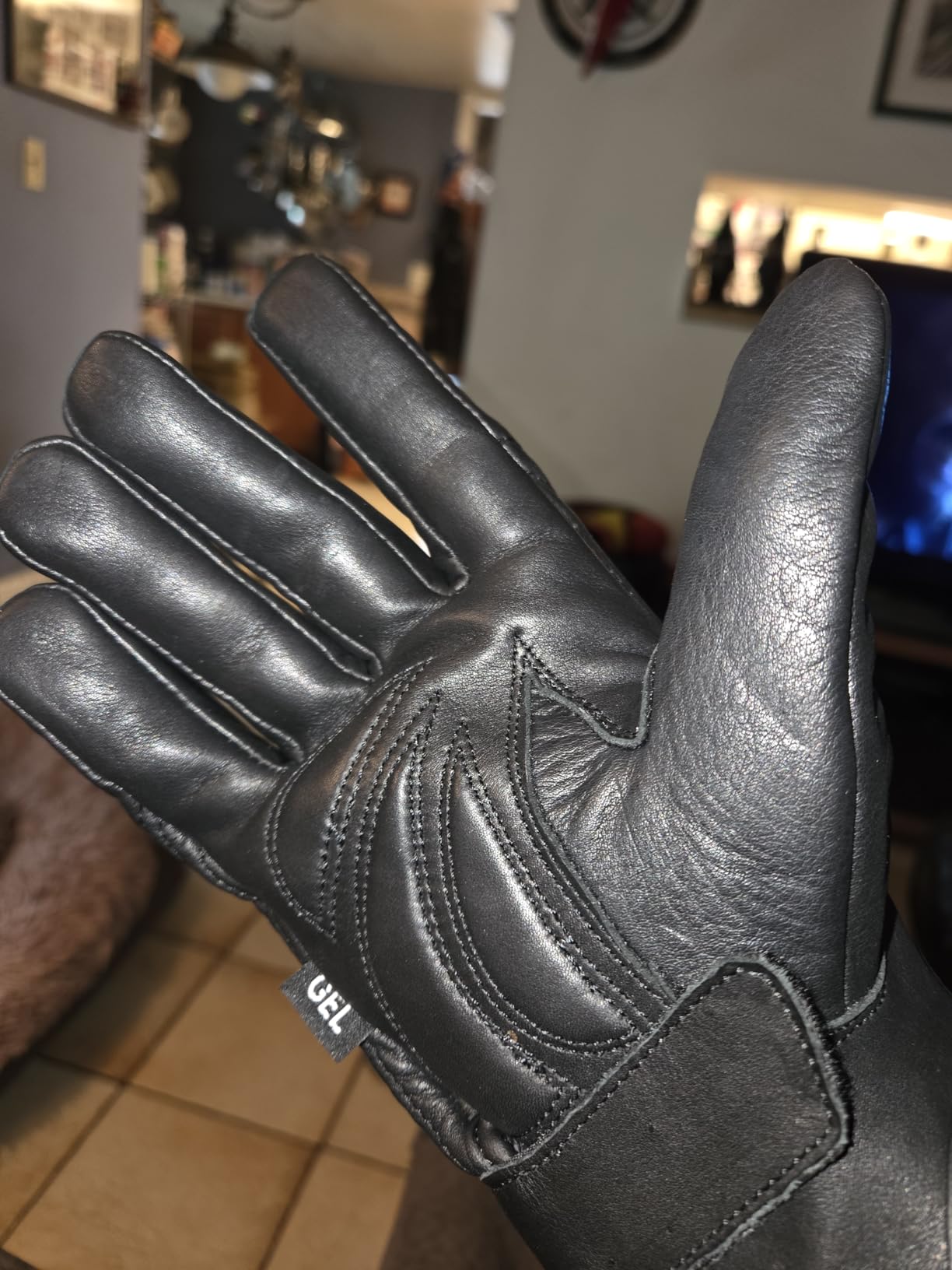 Milwaukee Leather Men's Black Leather 'Reflective Skull' Motorcycle Hand Gloves W/Gel Padded Palm MG7570 customer photo 1