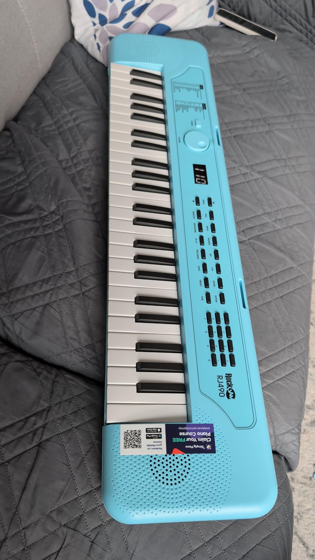 RockJam RJ549 49 Key Keyboard Piano for Beginners with Note Stickers | Beginner electric keyboard with power supply, sheet music stand, note stickers and Simply Piano lessons for kids customer photo 2