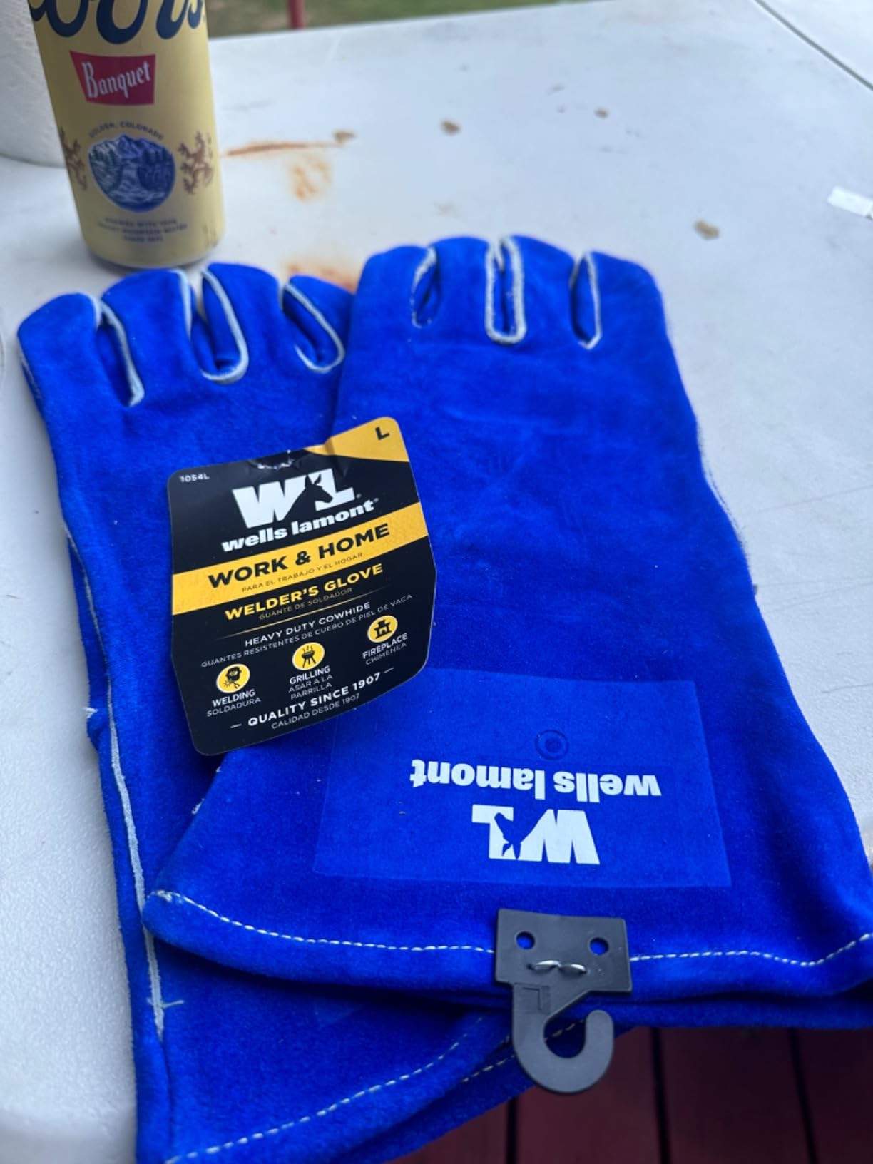 Wells Lamont Men's Welding Gloves, Split Cowhide Leather, Blue, Large | Kevlar Stitching, Heat Protection, Heavy Duty, Fireplace, Camping, Outdoor Cooking customer photo 2