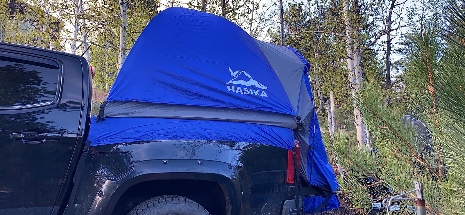 Hasika Double Layer Pickup Truck Bed Tent with Awning, PU3000mm Waterproof Camping Shelter, Fits 5 to 6.5 ft Short Bed/Regular Bed, Blue/Grey customer photo 1