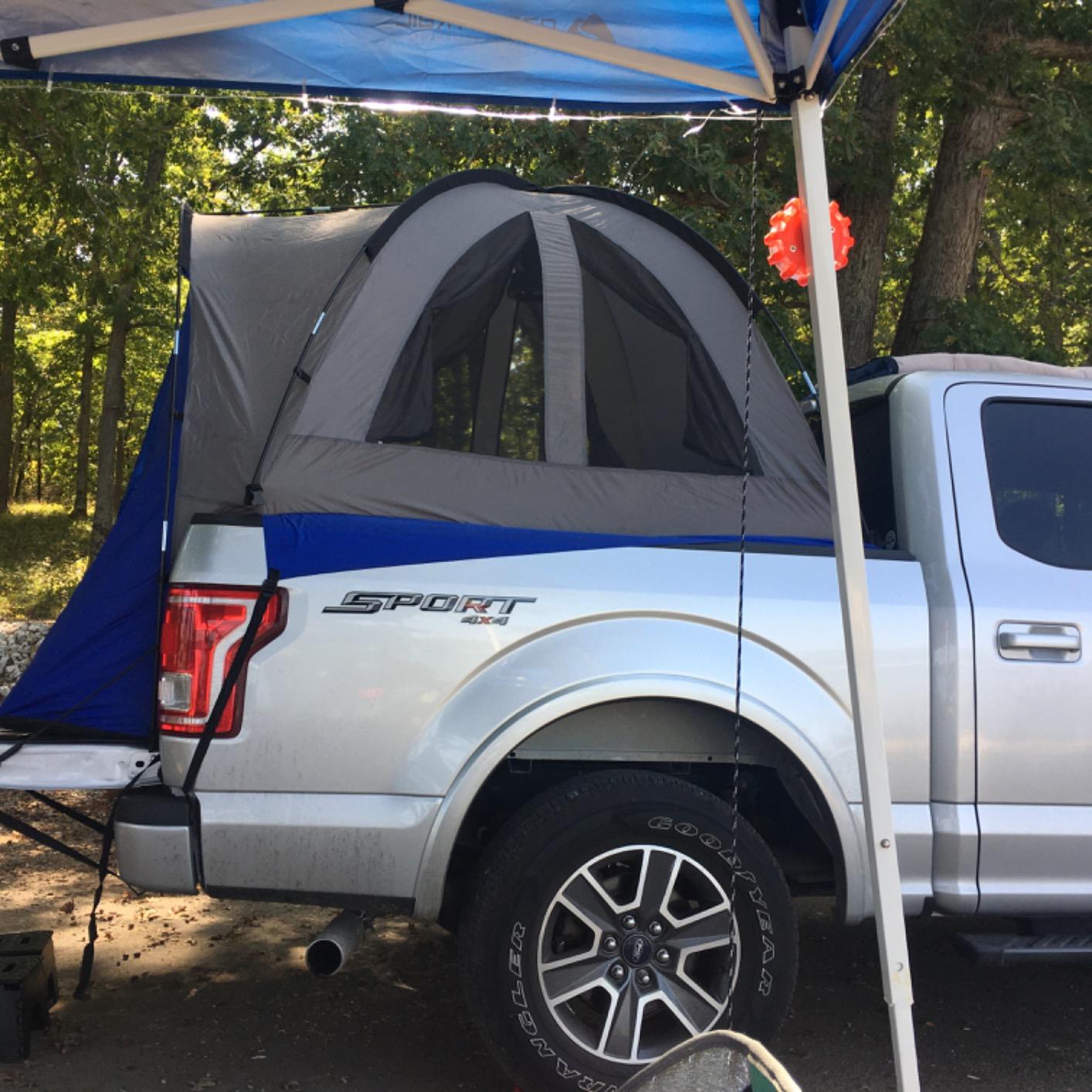 Hasika Double Layer Pickup Truck Bed Tent with Awning, PU3000mm Waterproof Camping Shelter, Fits 5 to 6.5 ft Short Bed/Regular Bed, Blue/Grey customer photo 2
