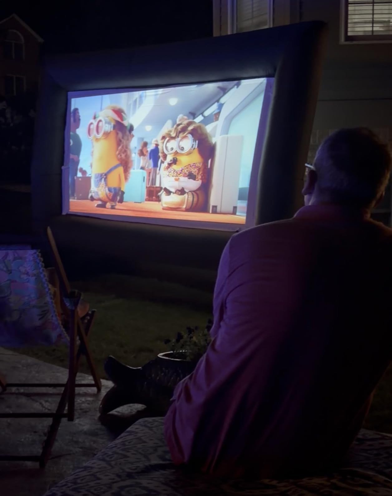 XHYCPY 16ft Inflatable Movie Screen with Air Blower Storage Bag - Front/Rear Projection, Easy Set Up for Backyard Movie Night, Theme Parties, Celebrations customer photo 2