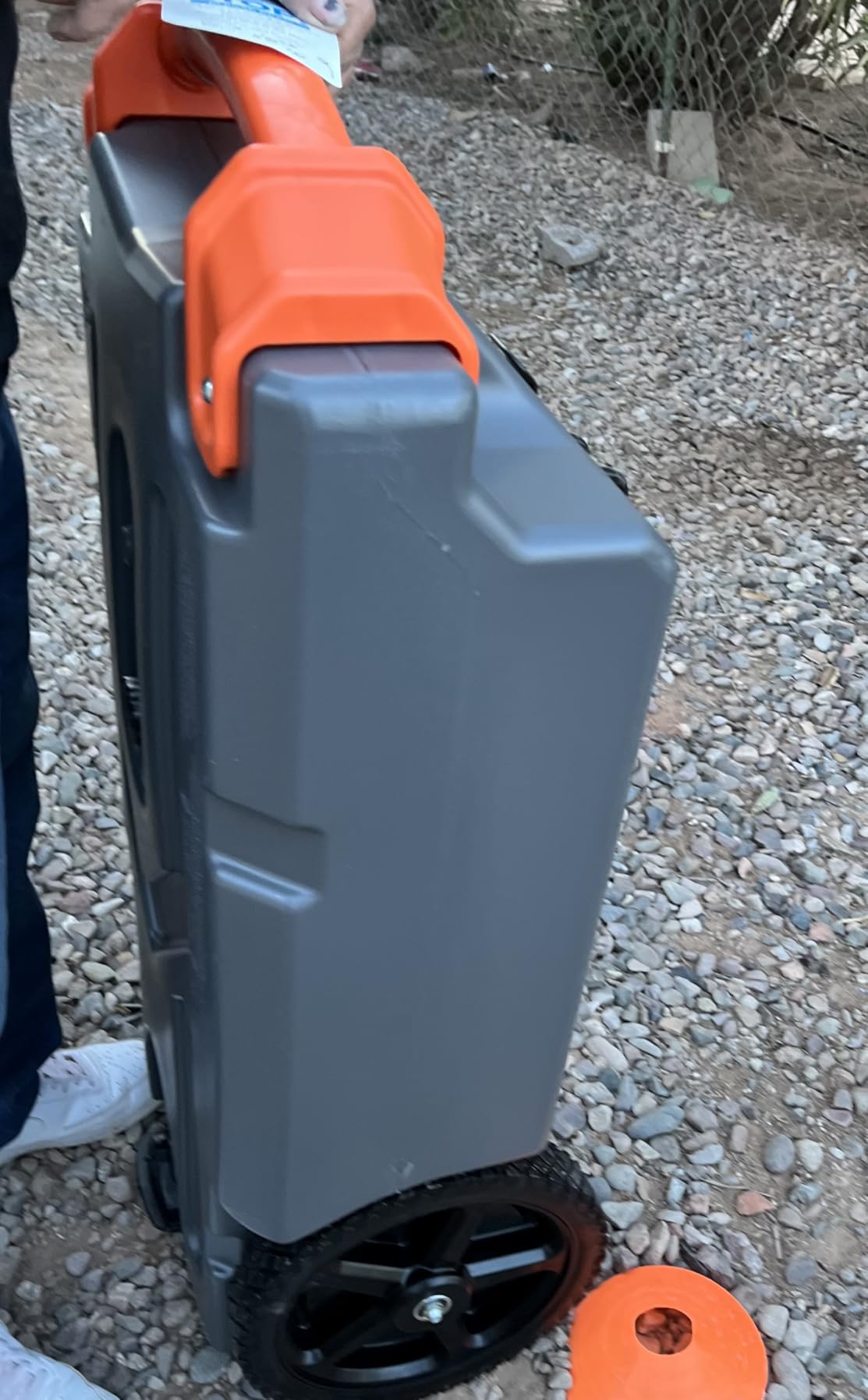 Camco Rhino 36-Gallon RV Tote Tank - Features Large Heavy-Duty No-Flat Wheels & Built-in Gate Valve - Removable Steel Tow Adapter, 3' Sewer Hose & More RV Accessories (39006) customer photo 2