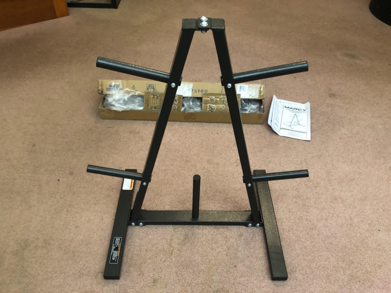 Marcy Standard Weight Plate Tree for 1-Inch Plates for Home Gym, 300 lb. Max. Capacity PT-5733 customer photo 1