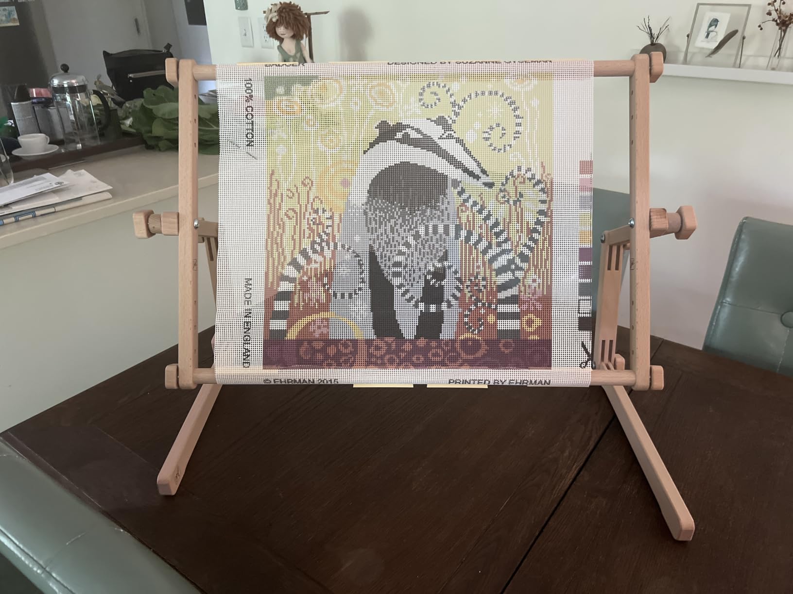 Needlework Table and Lap Hands-Free Stand with Adjustable Frame Made of Organic Beech Wood Tapestry Cross Stitch Embroidery Frame Holder (40х56 cm (15.7