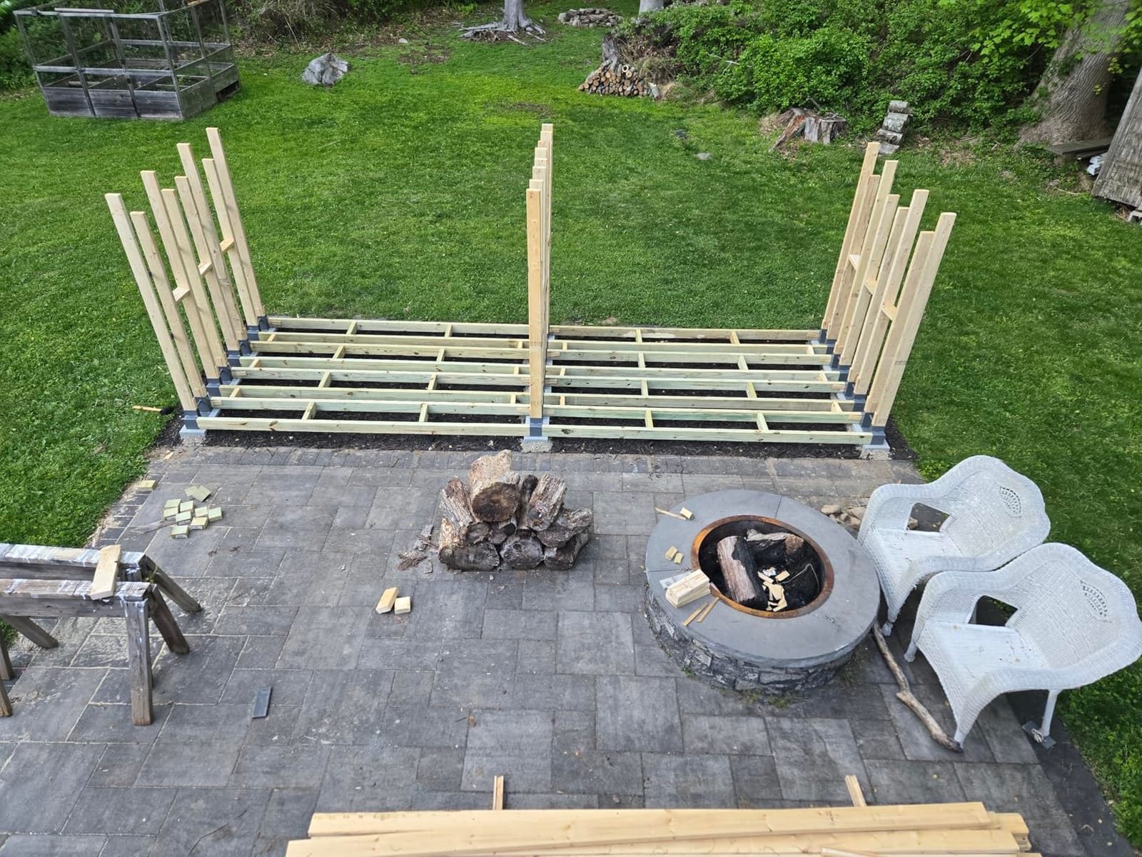 MOFEEZ Outdoor Firewood Log Storage Rack Bracket Kit, Fireplace Wood Storage Holder - Adjustable to Any Length customer photo 2