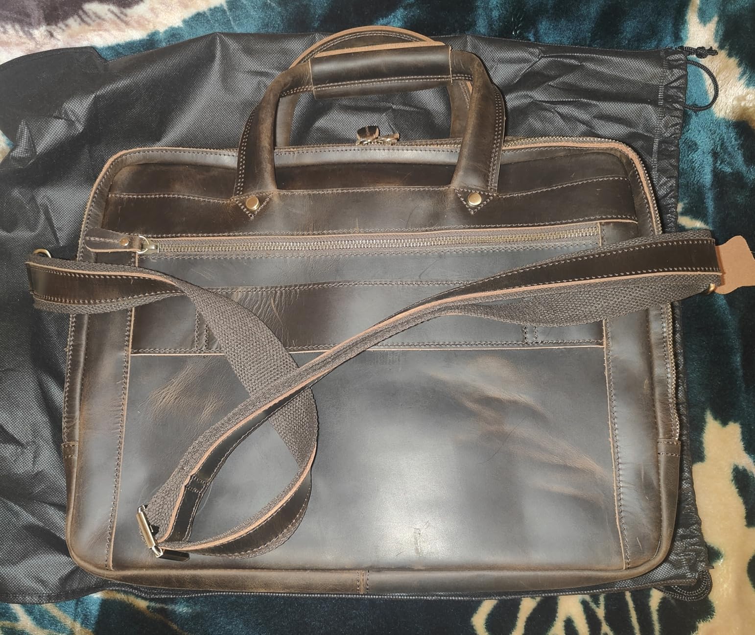 Leather Briefcase for Men, 15.6 Inch Laptop Business Travel Bag | 100% Full Grain Leather | YKK Zipper | Fits 15.6