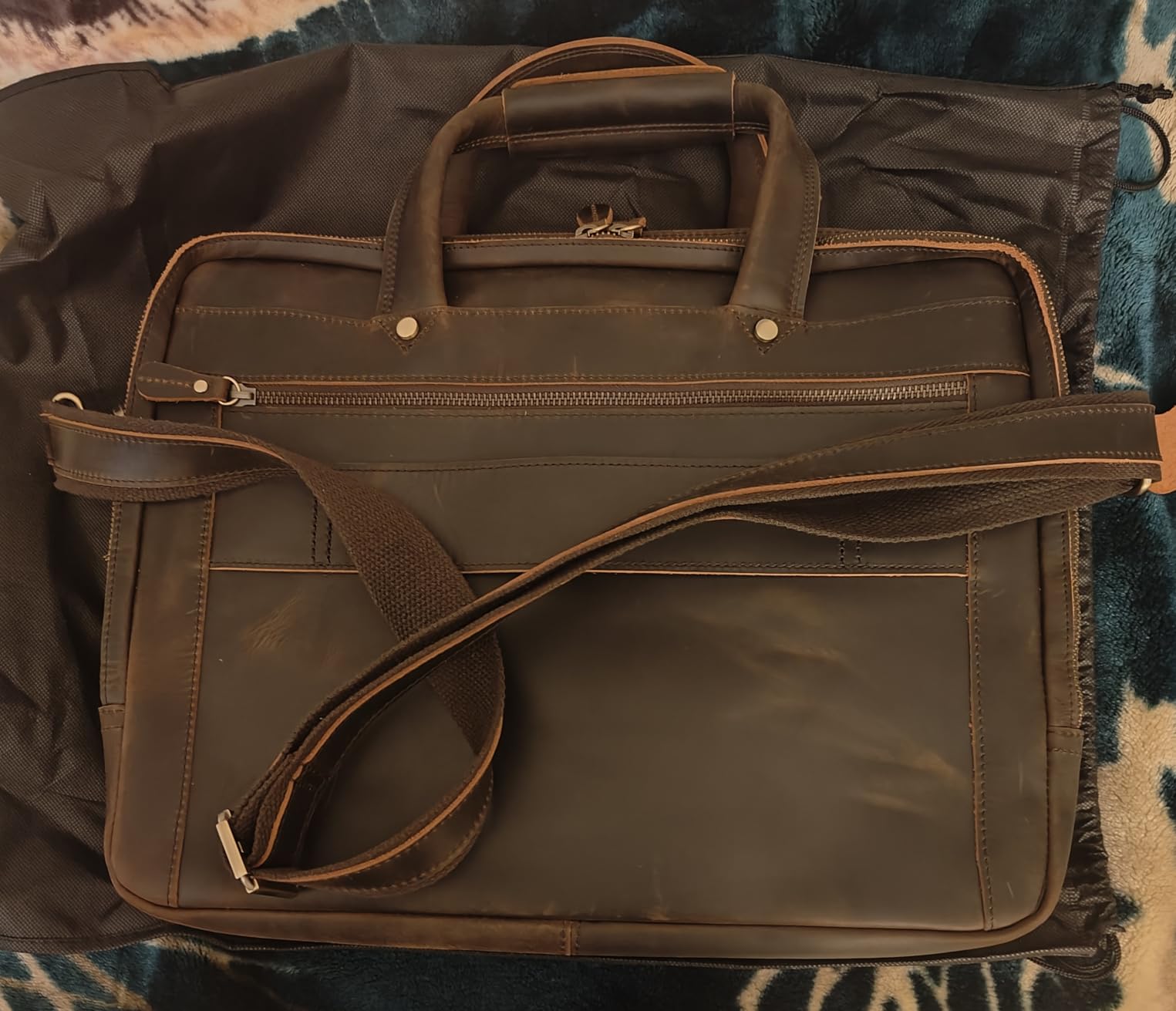 Leather Briefcase for Men, 15.6 Inch Laptop Business Travel Bag | 100% Full Grain Leather | YKK Zipper | Fits 15.6