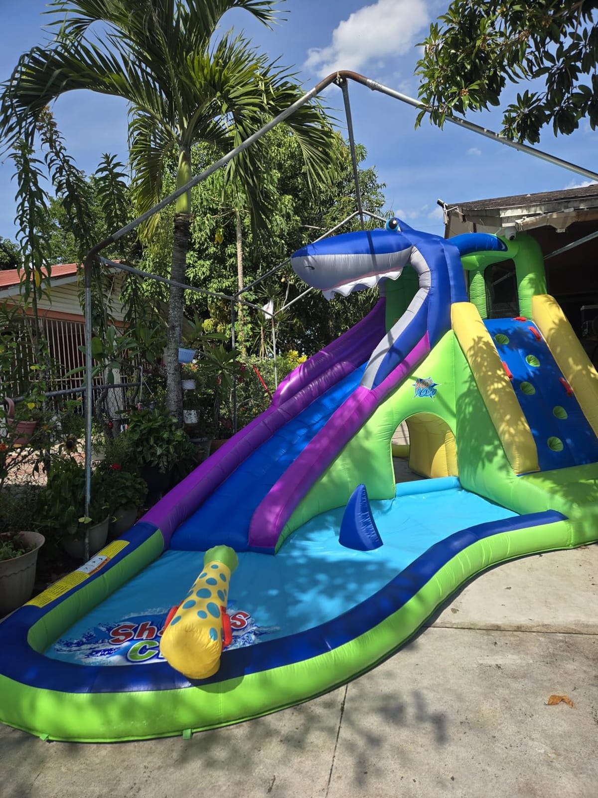 ACTION AIR Inflatable Water Slide, Shark Bounce House with Slide for Wet and Dry, Playground Sets for Kids Backyard, Water Spray & Water Pool customer photo 2