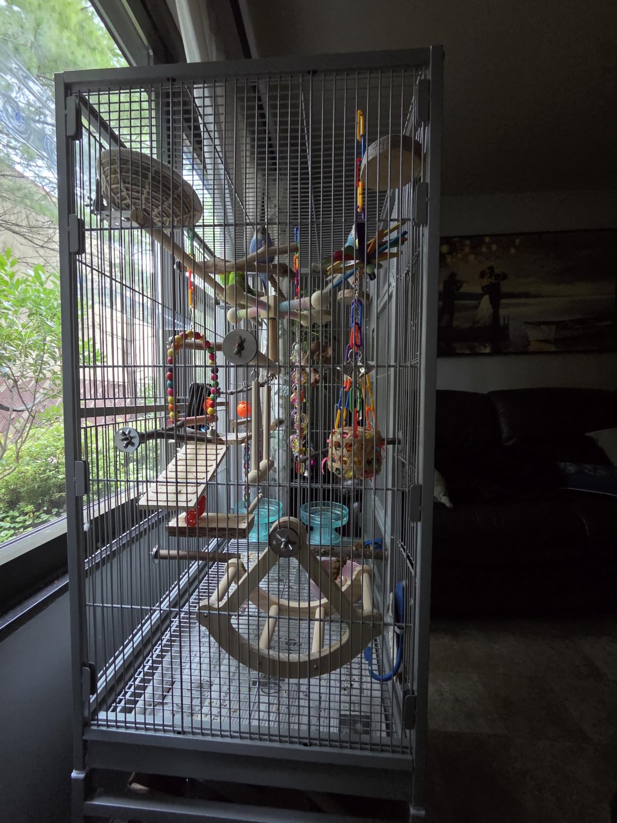 Yaheetech 54-inch Wrought Iron Standing Large Parrot Parakeet Flight Bird Cage for Small Parrot Sun Parakeet Green Cheek Conure Lovebird Budgie Finch Canary Bird Cage with Stand customer photo 2