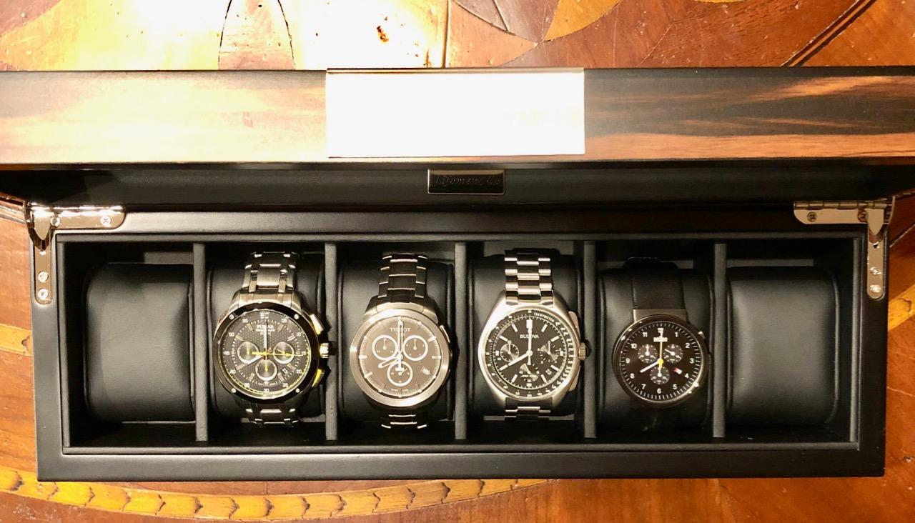 Lifomenz Co Men's Watch Box Organizer - 6 Slot Large Wooden Watch Storage Case with Glass Top Display - Ebony customer photo 2