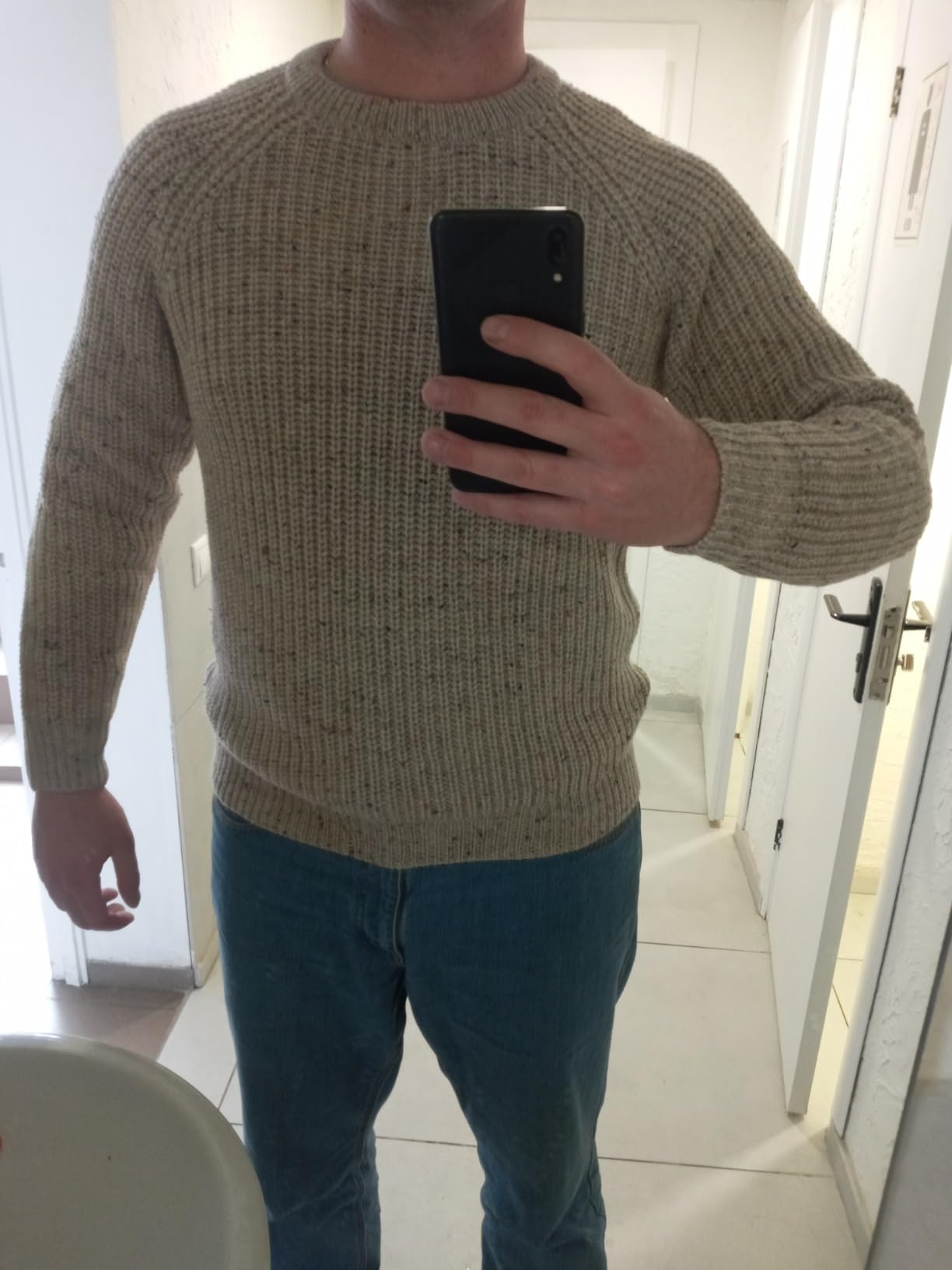 Men's Fisherman Irish Rib Crew Neck Wool Sweater (100% Pure Wool) customer photo 1