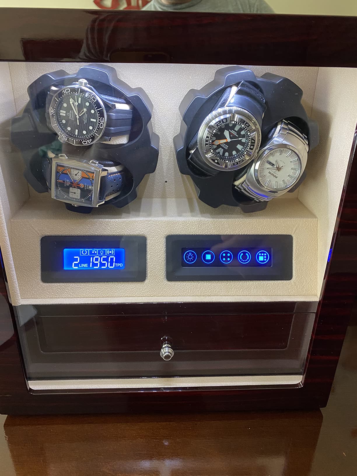 4 Watch Winder with 5 Watch Storage Space, LCD Display, Touch Control and Interior Light customer photo 2