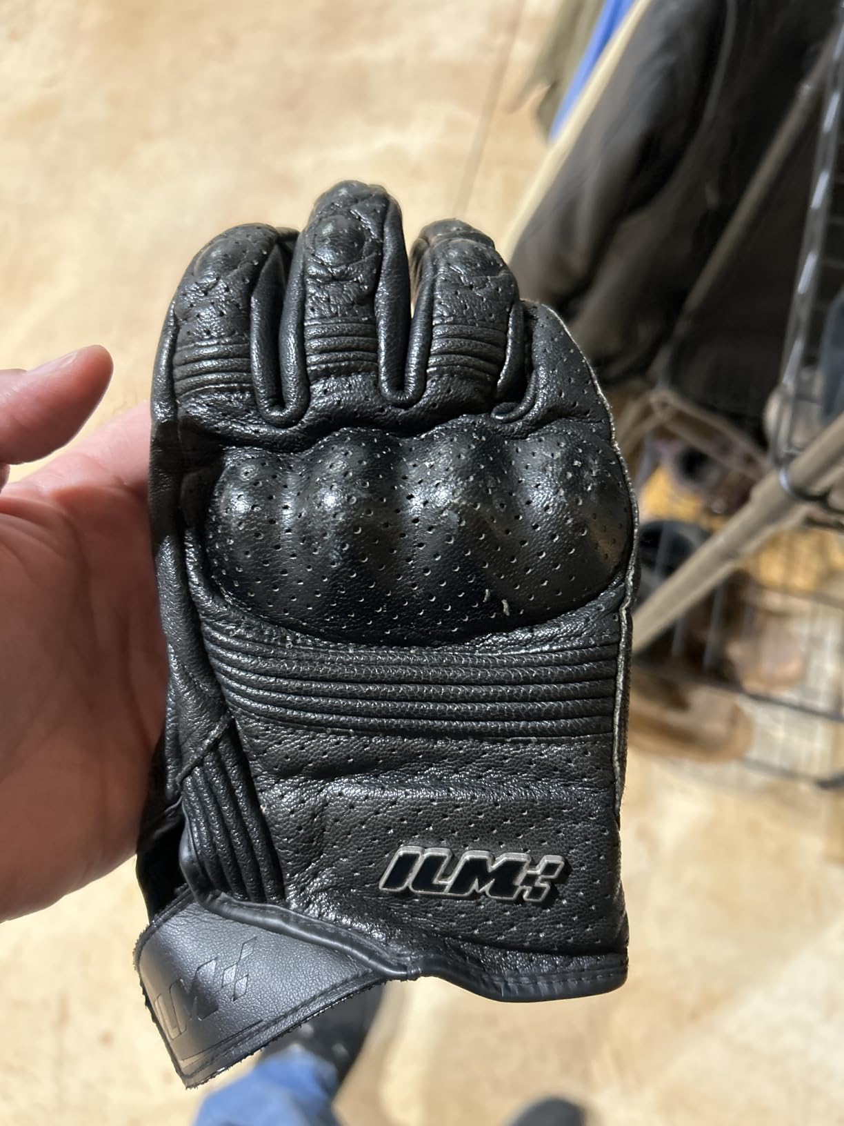 ILM Goatskin Leather Motorcycle Motorbike Powersports Racing Gloves Touchscreen for Men and Women Model DN01 (L, Black Perforated) customer photo 1