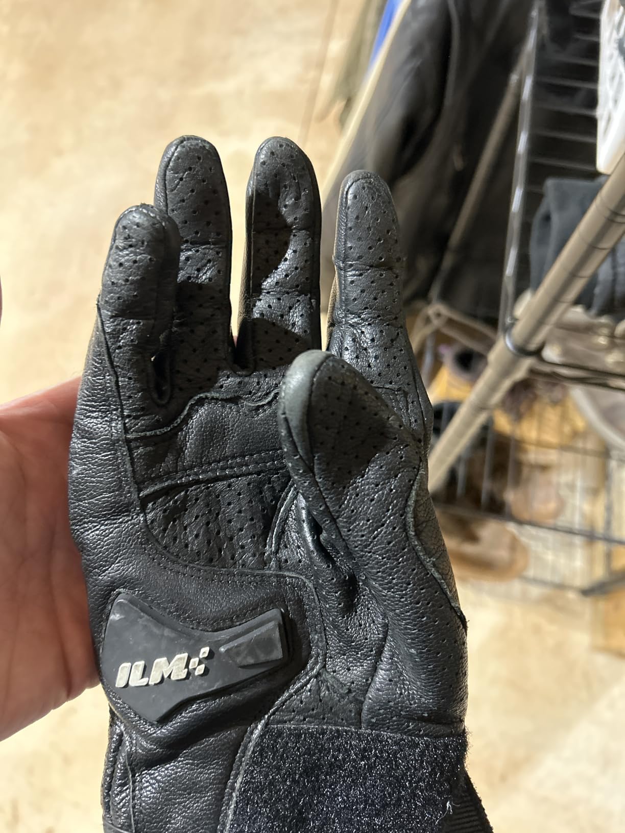 ILM Goatskin Leather Motorcycle Motorbike Powersports Racing Gloves Touchscreen for Men and Women Model DN01 (L, Black Perforated) customer photo 2