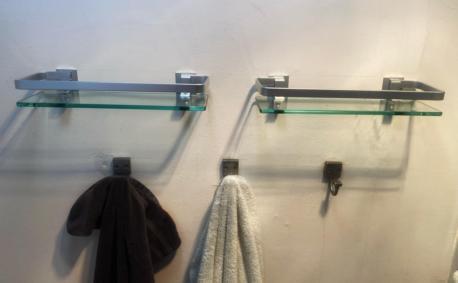 KES Glass Shelves for Bathroom, Floating Tempered Glass Shelves 14 Inch | Aluminum Extra Thick 2 Pack Rectangular Storage Organizer Wall Mount Silver, A4126A-P2 customer photo 2