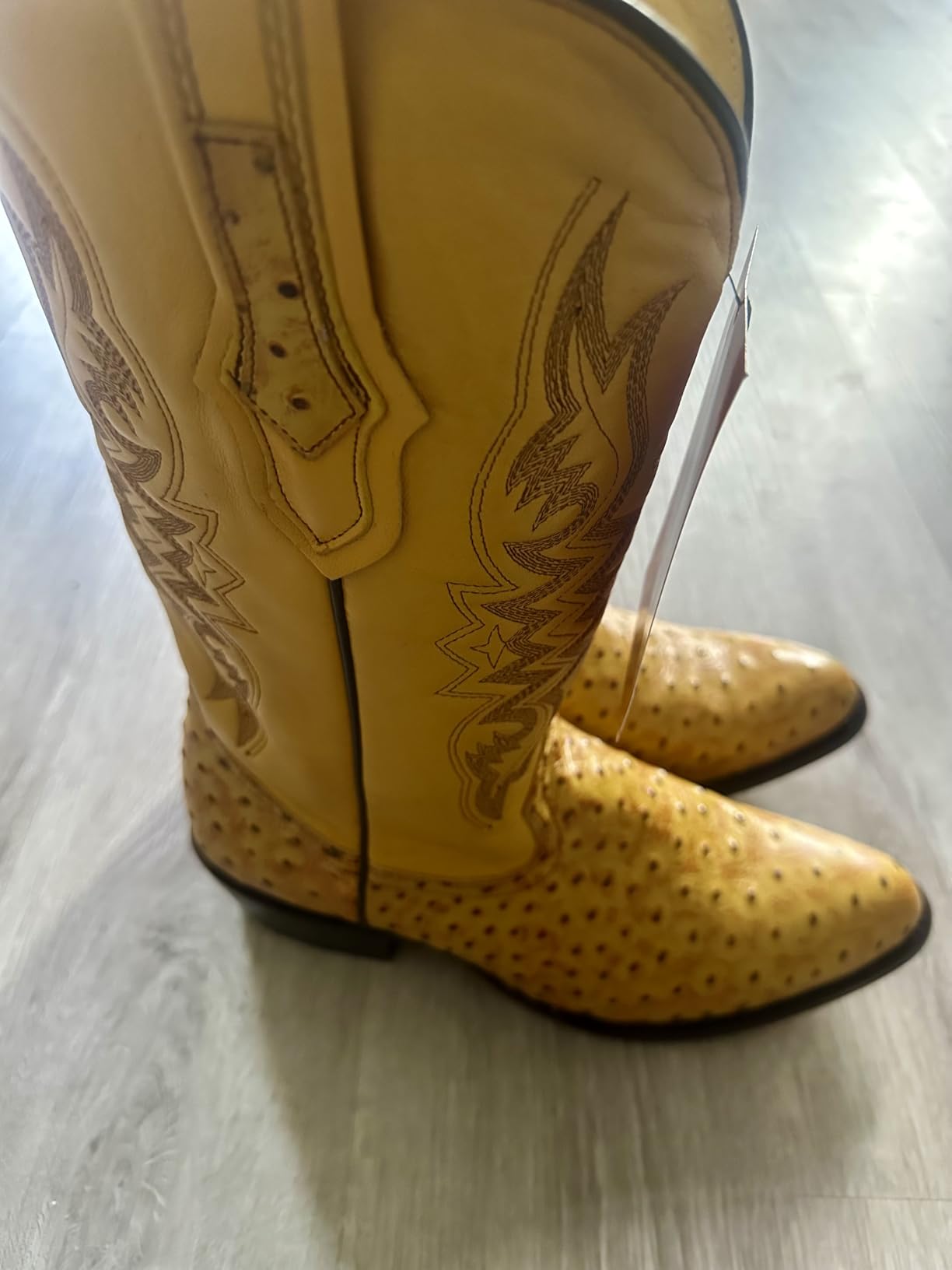 Soto Boots Men's Ostrich Print Cowboy Boots, Exotic Print Men's Cowboy Boots, Western Boots For Men H7002 customer photo 1