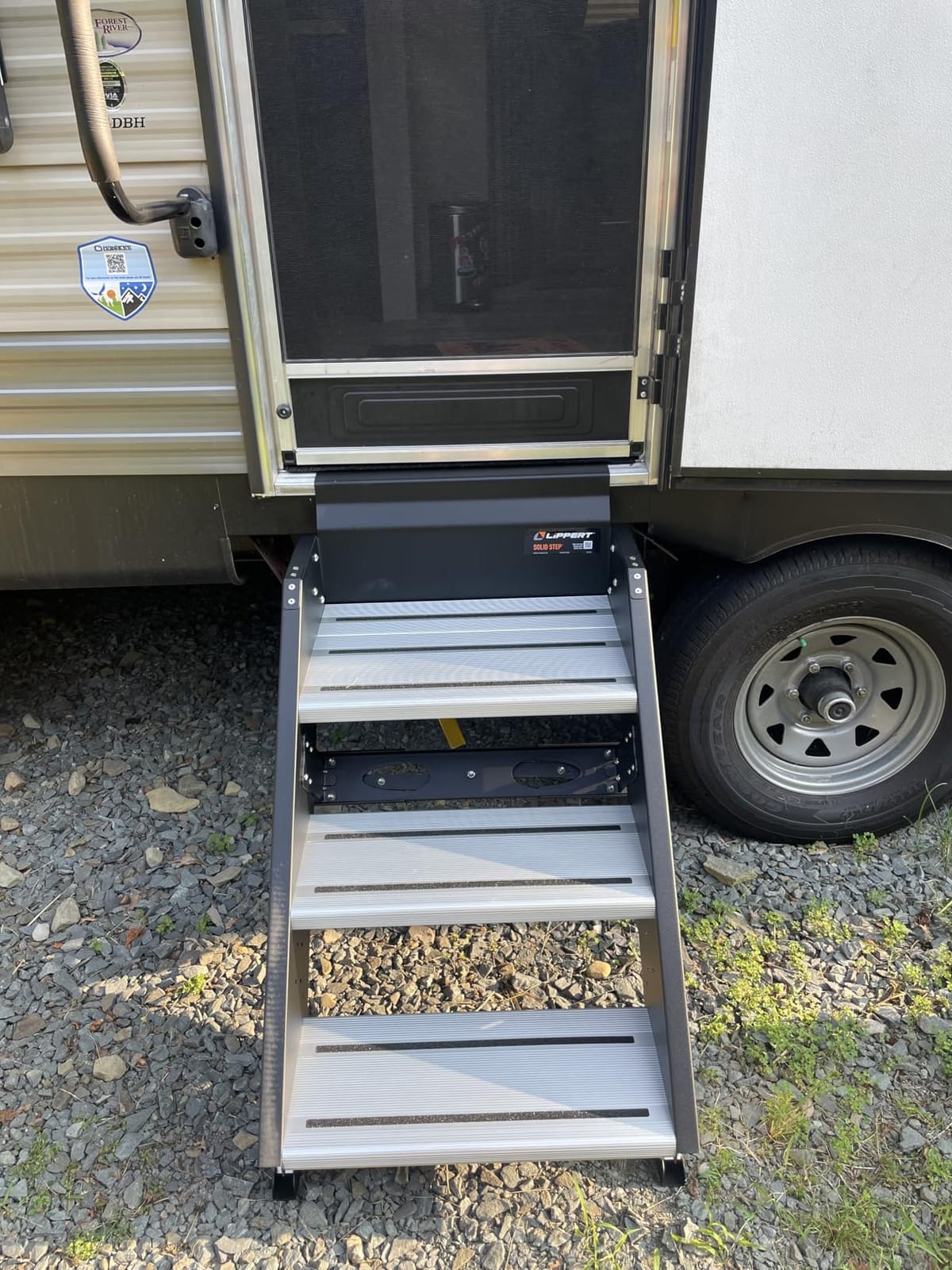 Lippert Components - 791572 Solid Step Triple Step for RV and Travel Trailer Entry Doorway Black 26-inch | 8