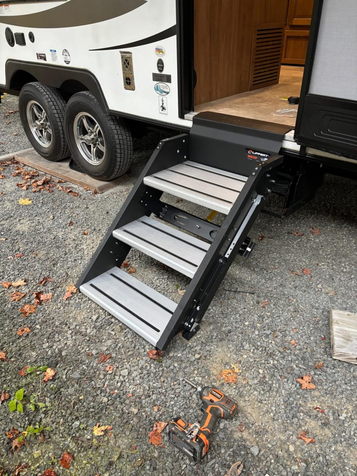 Lippert Components - 791572 Solid Step Triple Step for RV and Travel Trailer Entry Doorway Black 26-inch | 8