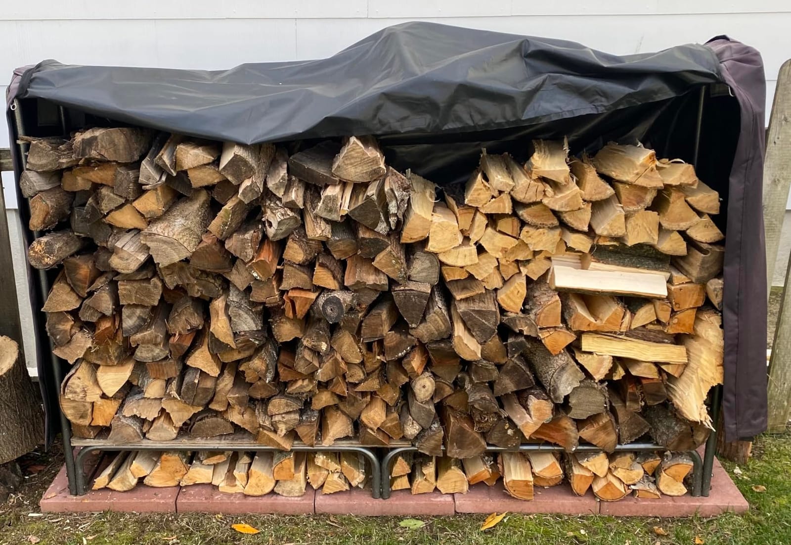 VIVOHOME 8ft Heavy Duty Indoor Outdoor Firewood Storage Log Rack with Cover Combo Set Black - Fire Wood Storage Rack, Log Holder and Cover Combo Set with Zipper customer photo 2