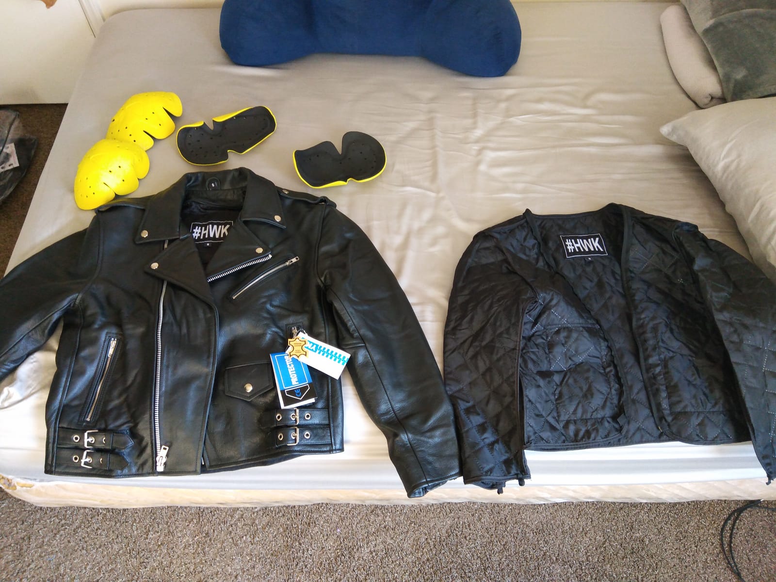 HWK Brando Leather Motorcycle Jacket for Men, Genuine Black Leather Jacket with Removable CE Armor for Motorbike Riding customer photo 2