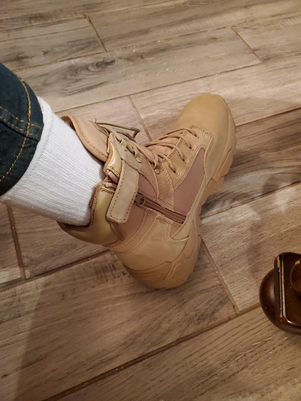 NORTIV 8 Men's Side Zipper Military Tactical Work Boots Leather Motorcycle Combat Boots Non-slip Sole customer photo 1