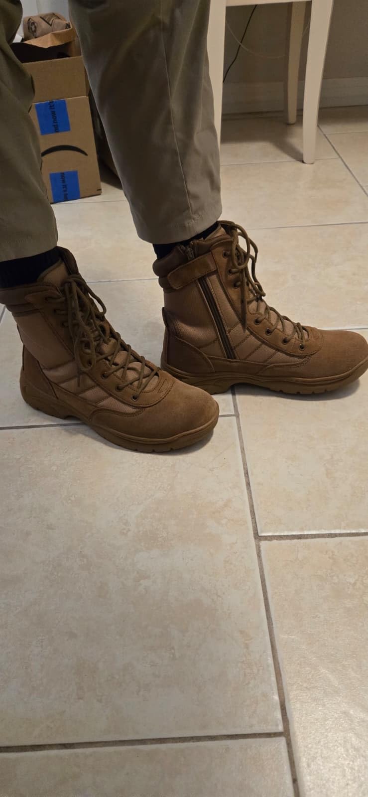 NORTIV 8 Men's Military Tactical Work Boots Side Zipper Leather Motorcycle Combat Boots customer photo 2