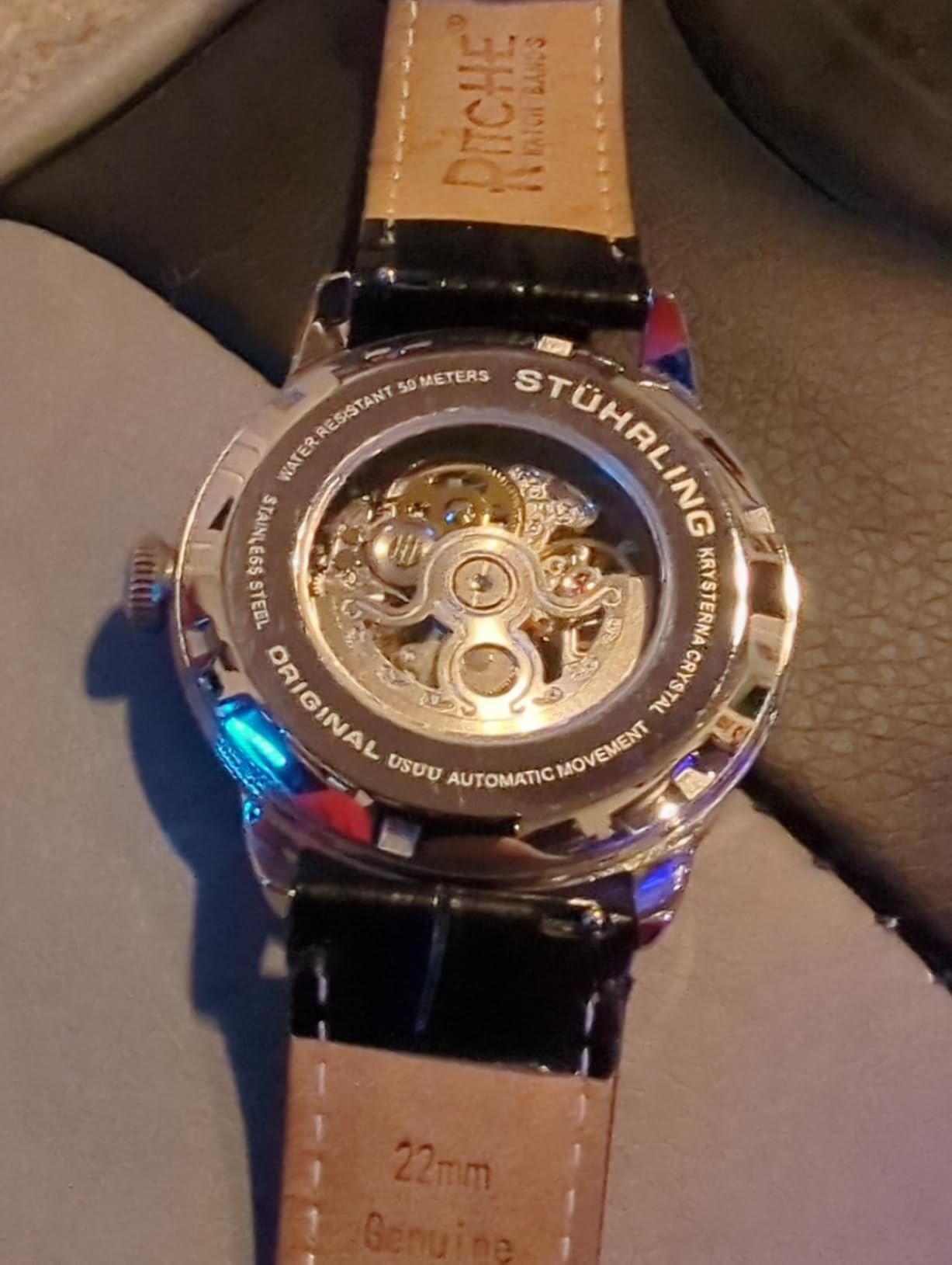 Men's Automatic Skeleton Watch - Leather Strap, Mechanical Executive Watch customer photo 1