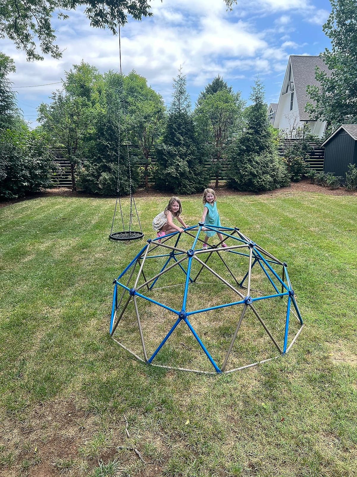 Lifetime 90939 Geometric Dome Climber Jungle Gym, 4.5' High x 9' Wide, Blue & Brown customer photo 2