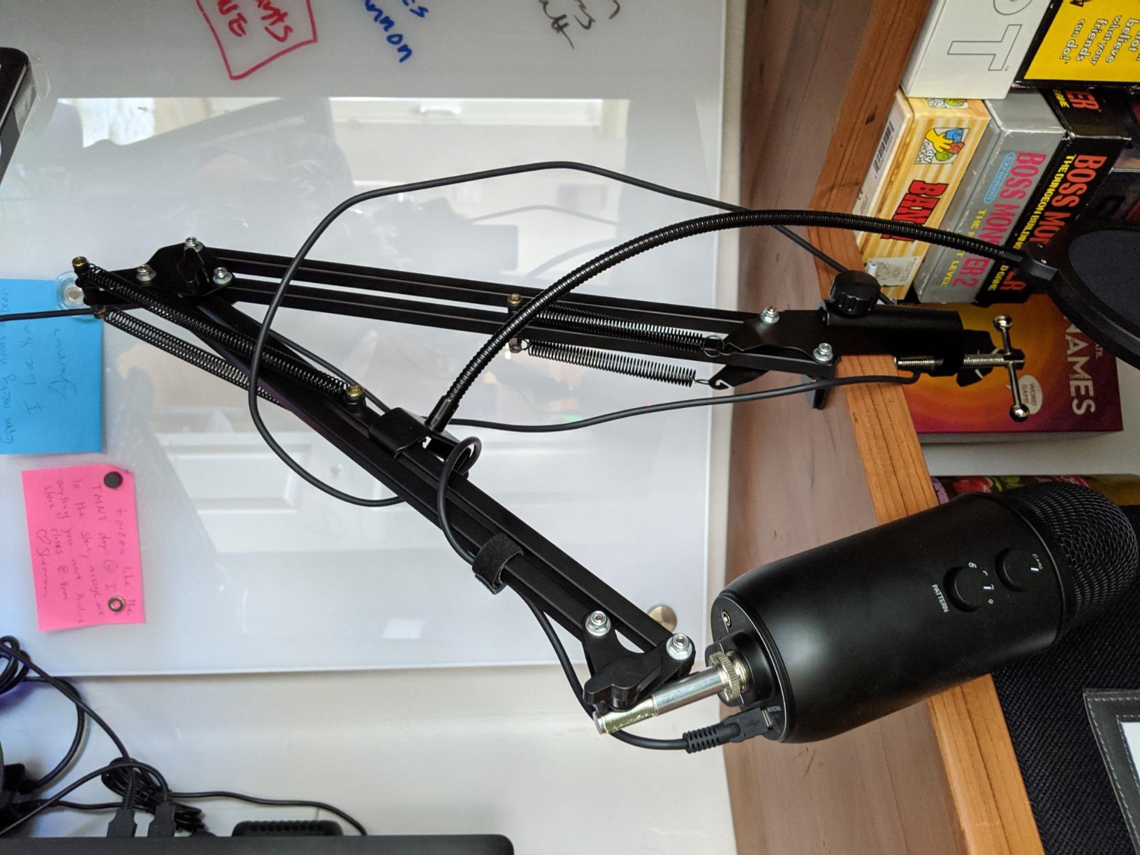 InnoGear Microphone Stand Mic Boom Arm for Blue Yeti HyperX QuadCast S SoloCast Snowball Fifine K669B with Shock Mount Windscreen Pop Filter Mic Clip Holder Cable Ties, Medium customer photo 2