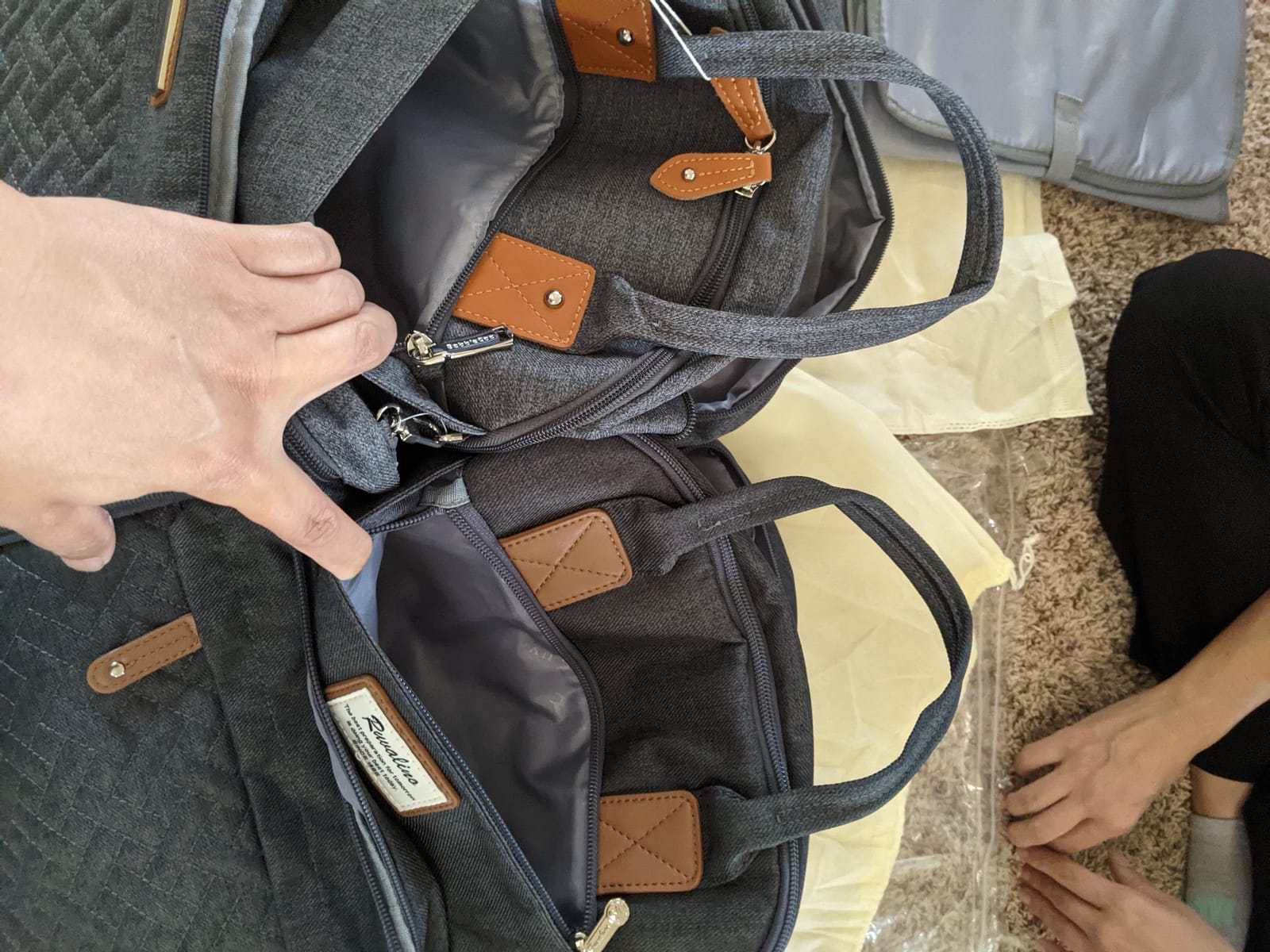 BabbleRoo Diaper Bag Backpack - Baby Essentials Travel Tote - Multi Function Water Resistant Diaper Bag, Travel Essentials Baby Bag with Changing Pad, Stroller Straps & Pacifier Case - Dark Gray customer photo 1