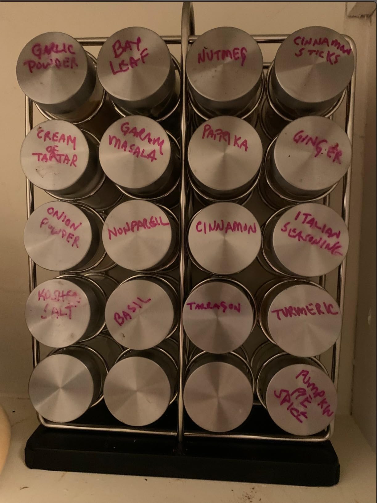 Amazon Basics 20 Jars Spice Rack Organizer, Space-Saving Kitchen Organizer with Glass Spice Jars, Sturdy, Silver customer photo 2