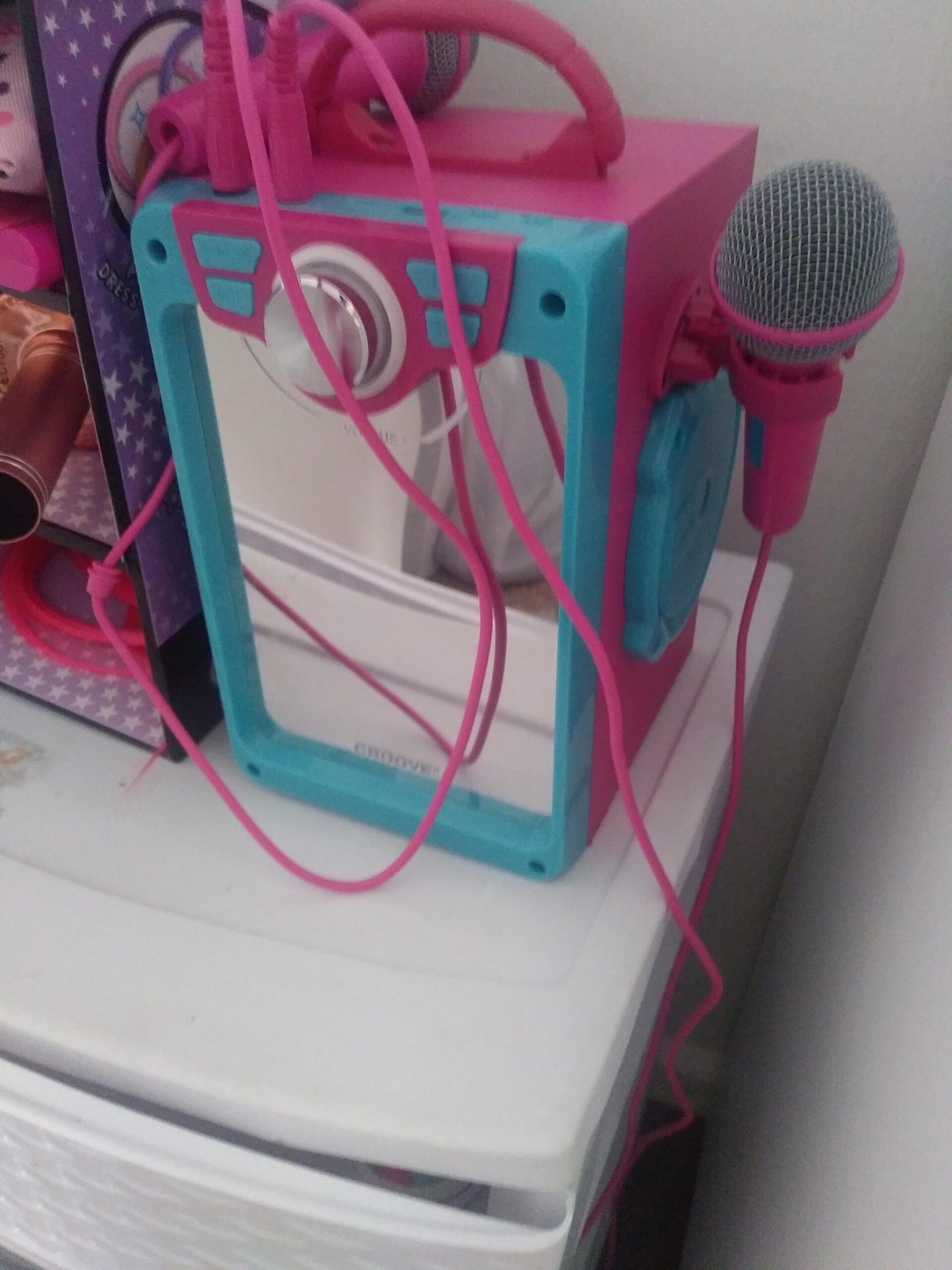 Rechargeable Pink Karaoke Machine, 2 Microphones, Bluetooth, Girls Ages 8+ | Portable Karaoke Set with Speaker, AUX/USB, Best Birthday Gift for Girls customer photo 2