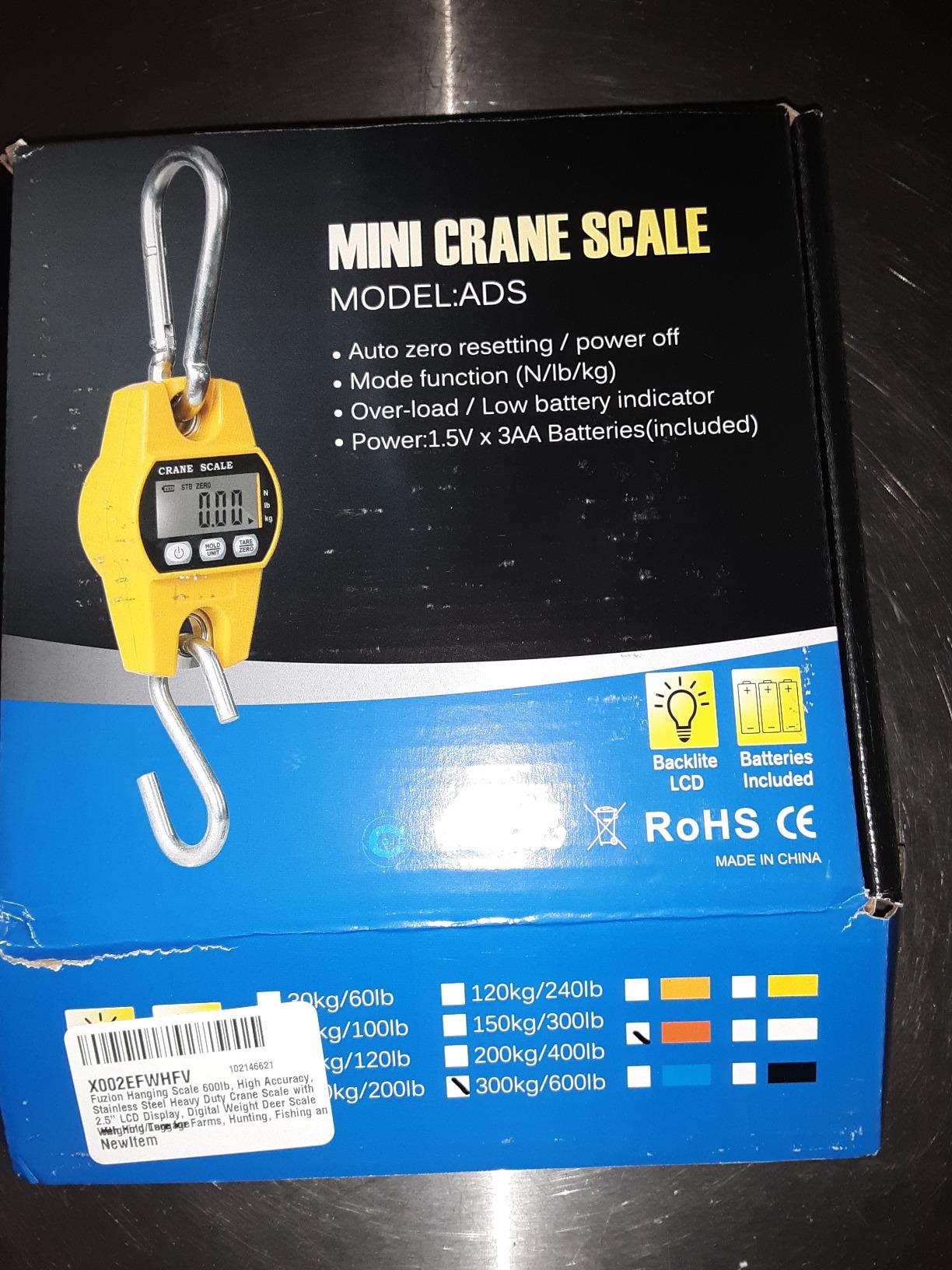 Fuzion Hanging Scale 660LB - Heavy Duty Crane Scale with Aluminum Body | Stainless Steel Hook, Hold/Tare Function, Large Display, Digital Hanging Scales for Weighing Animals, Hays, Fish, Luggage customer photo 2
