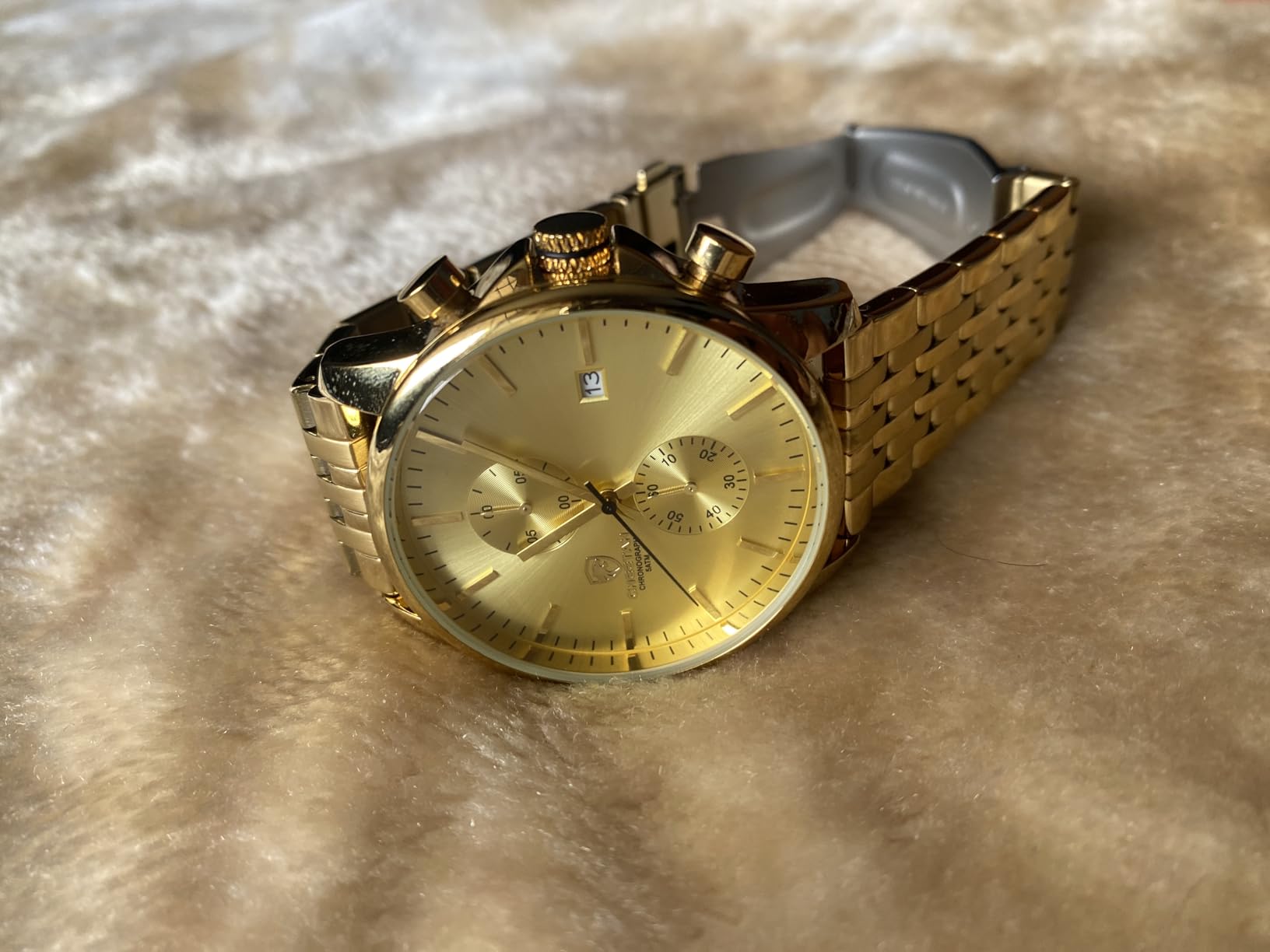 GOLDEN HOUR Mens Watch Fashion Sleek Minimalist Quartz Analog Mesh Stainless Steel Waterproof Chronograph Watches for Men with Auto Date customer photo 2