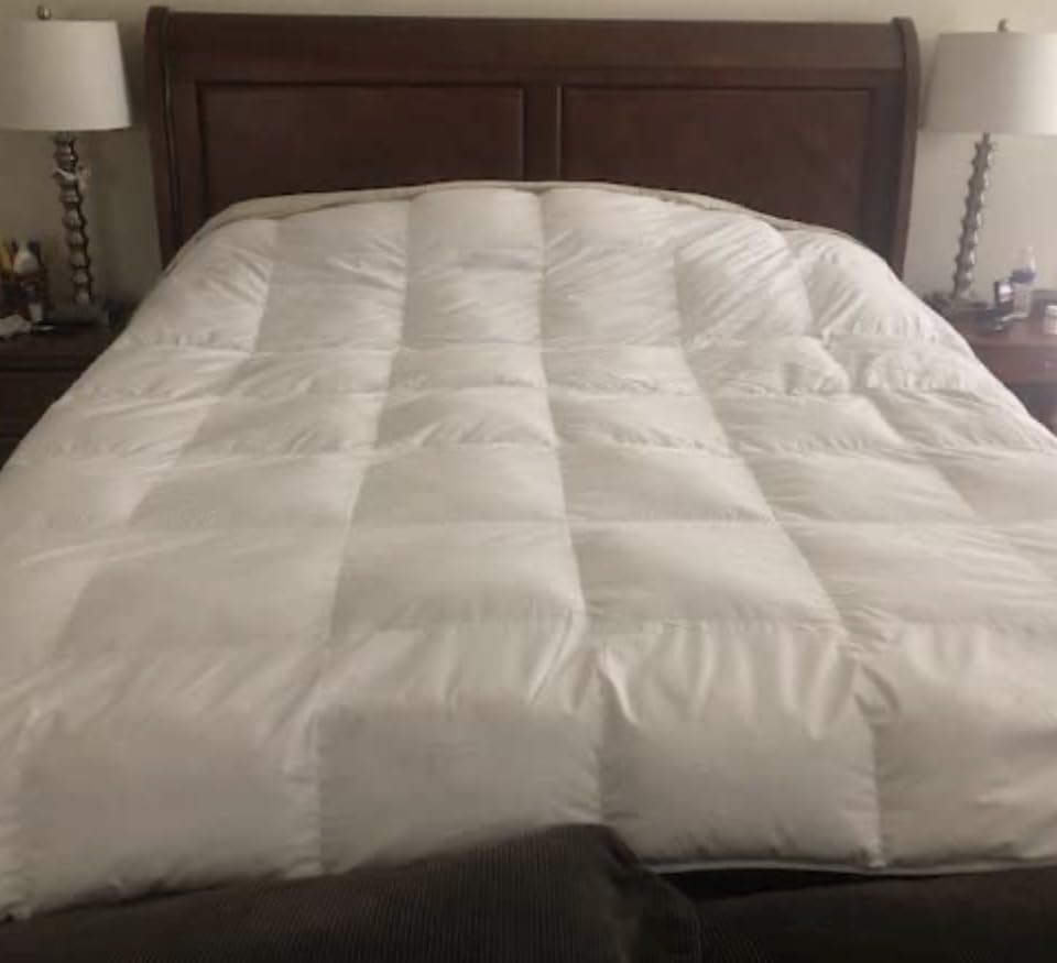 Serta Goose Feather Down Fiber Comforter Queen Size - 100% Cotton Cover Duvet Insert - Hotel Luxury Hypoallergenic Bedding Comforter All Season Medium Warmth 90 x 90 Inch White customer photo 1