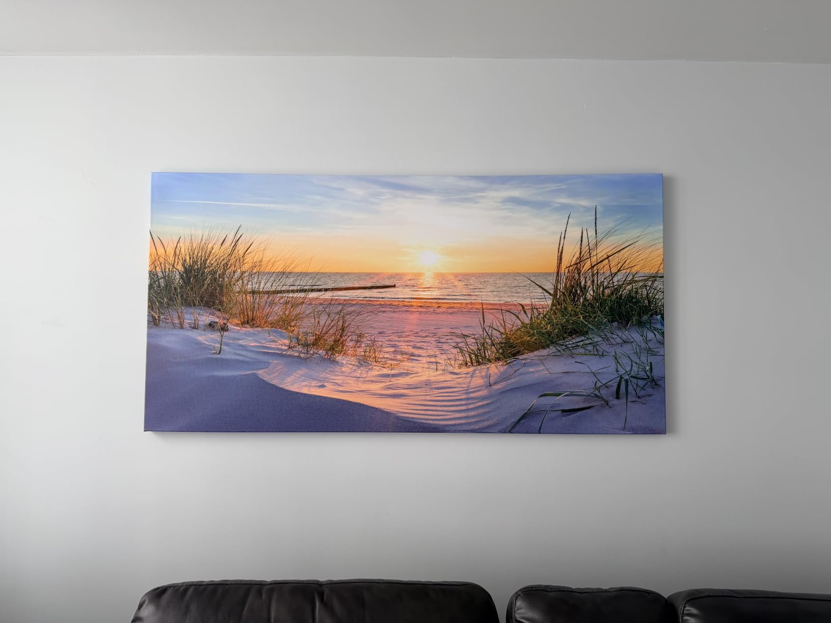 Canvas Wall Art For Living Room Super Large Size Wall Decor For Office Canvas Art Framed Pictures Artwork Blue Sun Beach Grass Ocean Landscape Paintings Bedroom Decor Seascape Draw Home Decorations customer photo 1