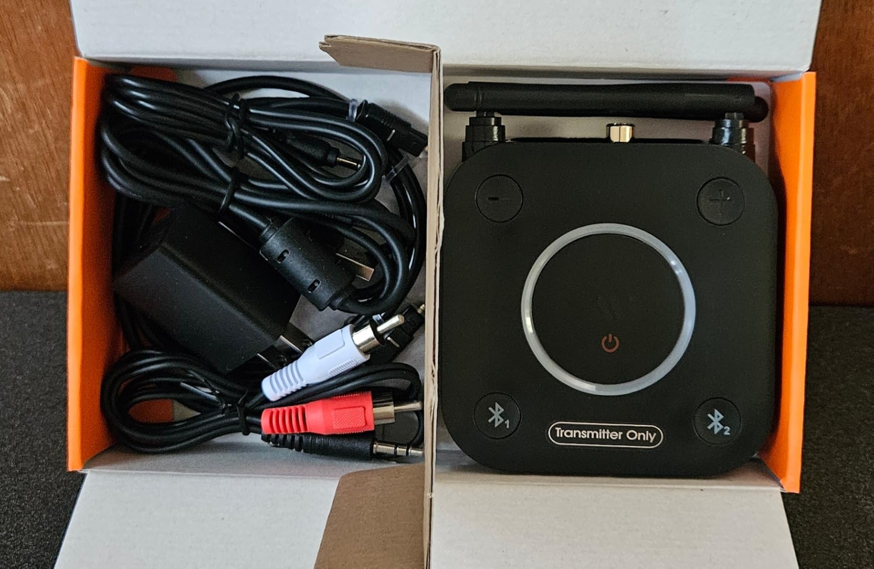 1Mii B06TX Bluetooth 5.3 Transmitter for TV to 2 Wireless Headphone/Speaker | aptX Low Latency/HD, Bluetooth Adapter for TV w/Volume Control, Optical/Coaxial/AUX/RCA Audio Inputs, Plug n Play customer photo 1